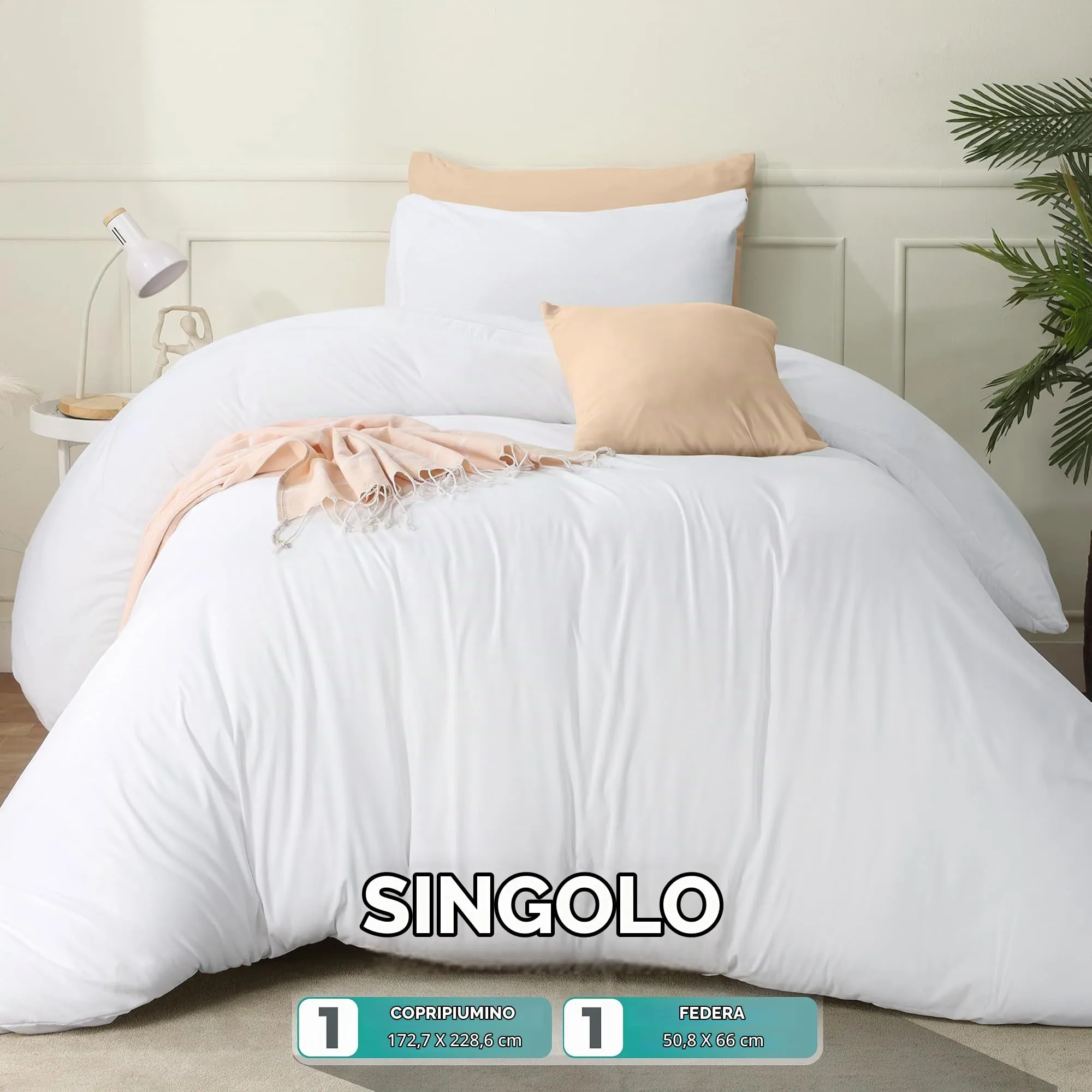 Utopia Bedding Set Copripiumino con Federa, 2 Pezzi, Microfibra Spazzolata, Bianco, Twin/Twin XL - immagine 3