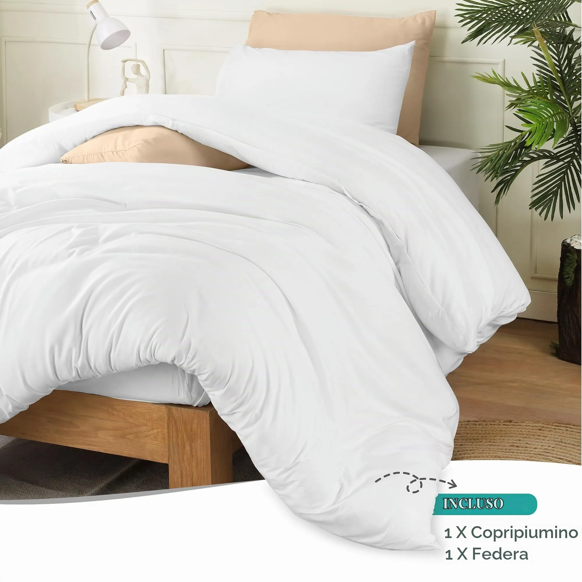 Utopia Bedding Set Copripiumino con Federa, 2 Pezzi, Microfibra Spazzolata, Bianco, Twin/Twin XL - immagine 4