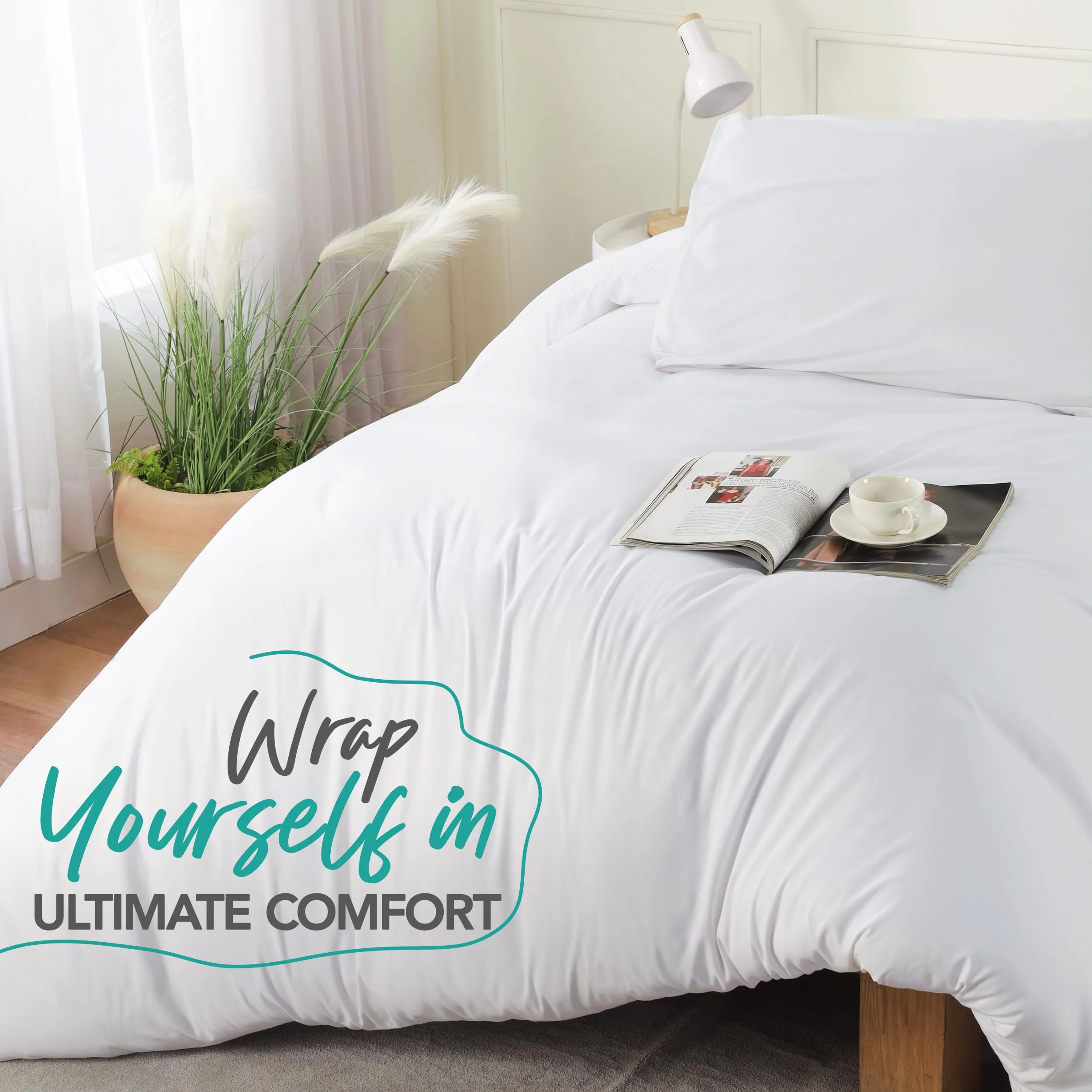 Utopia Bedding Set Copripiumino con Federa, 2 Pezzi, Microfibra Spazzolata, Bianco, Twin/Twin XL - immagine 7