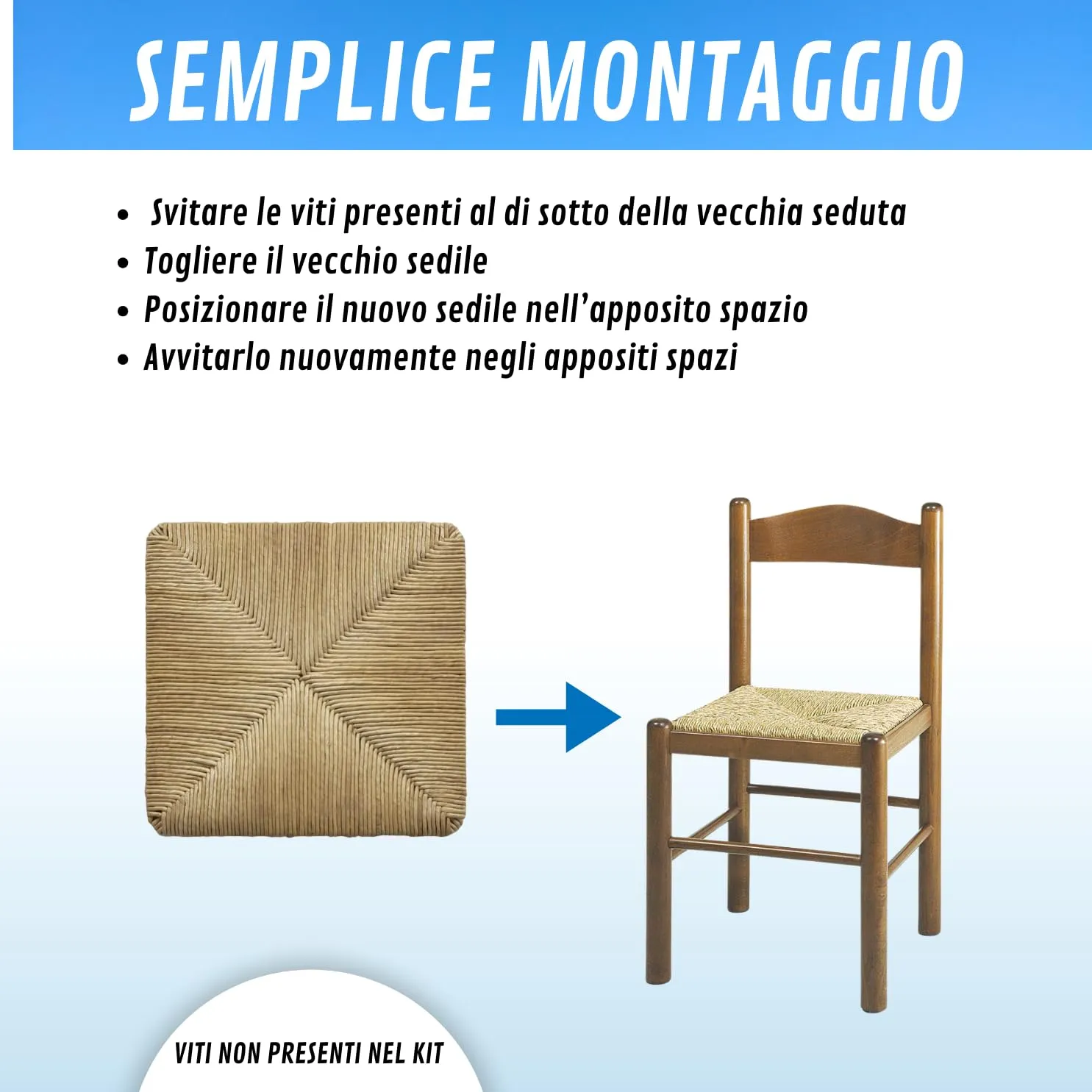 EGC Seduta in Paglia Modello Pisa 37x37 cm, 2 Unità - immagine 3