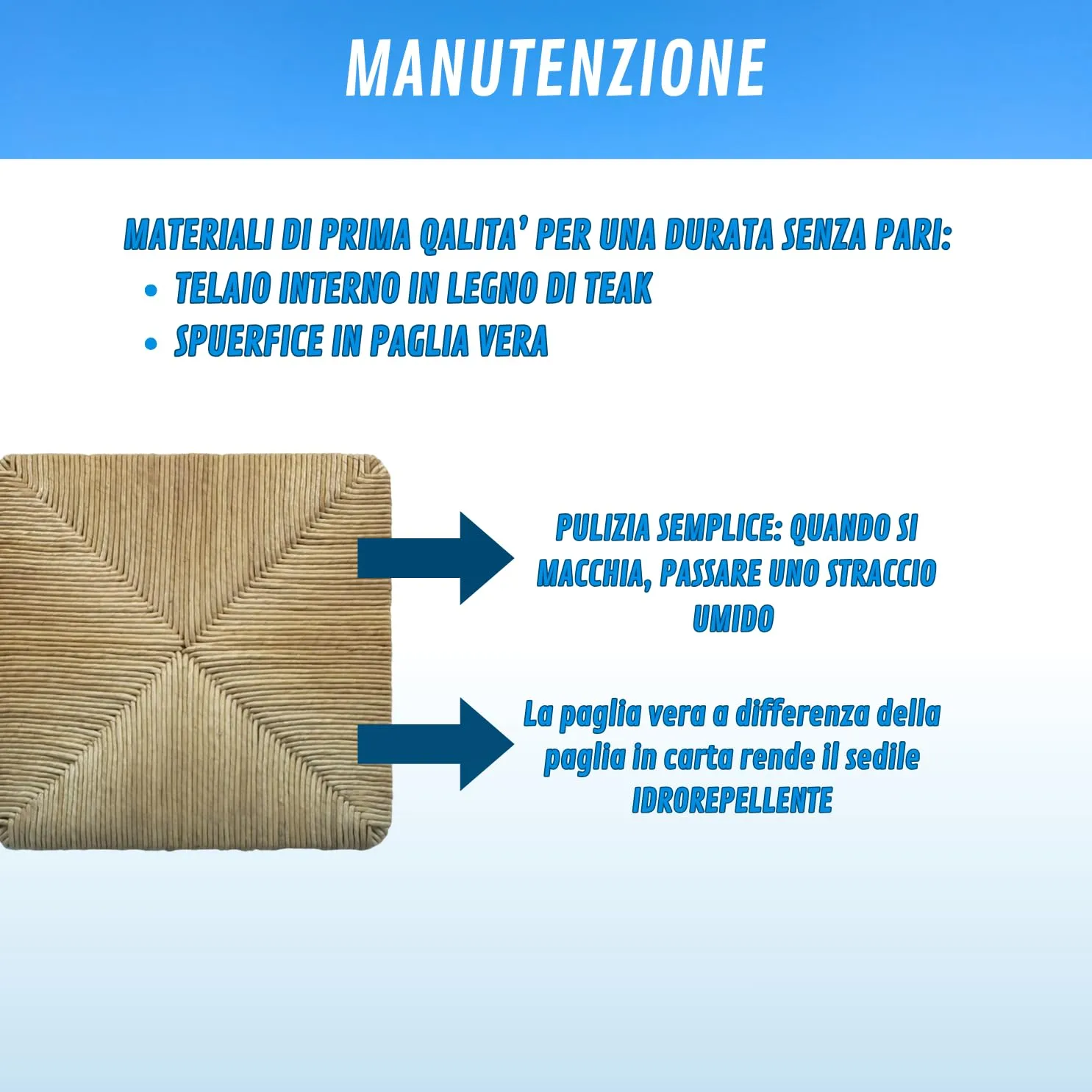 EGC Seduta in Paglia Modello Pisa 37x37 cm, 2 Unità - immagine 4