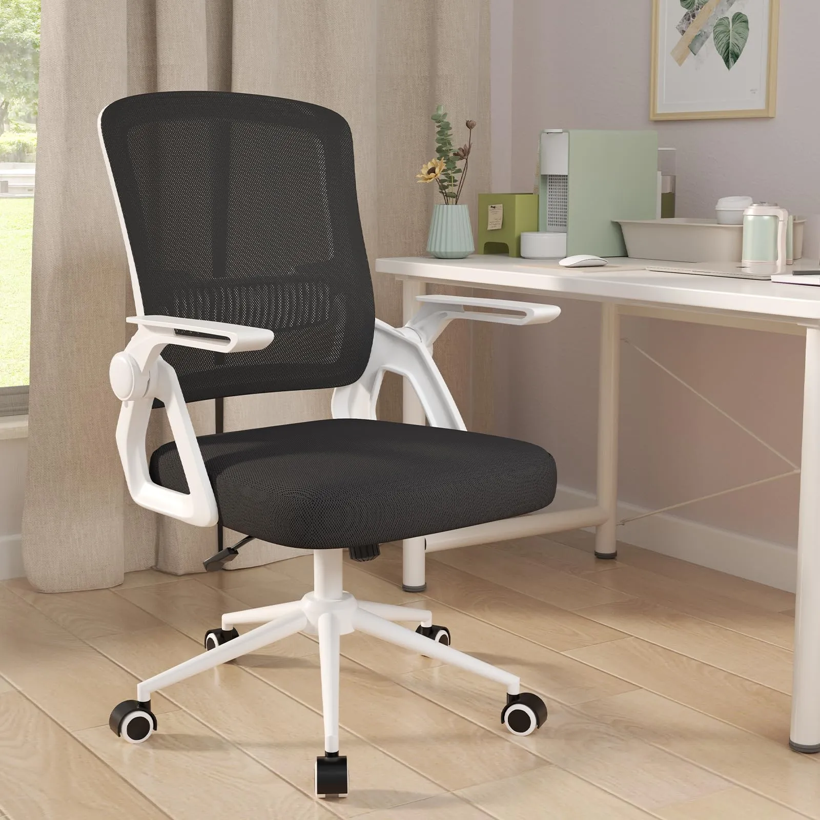 naspaluro Sedia da Ufficio Ergonomica con Supporto Lombare, Bianco - immagine 1