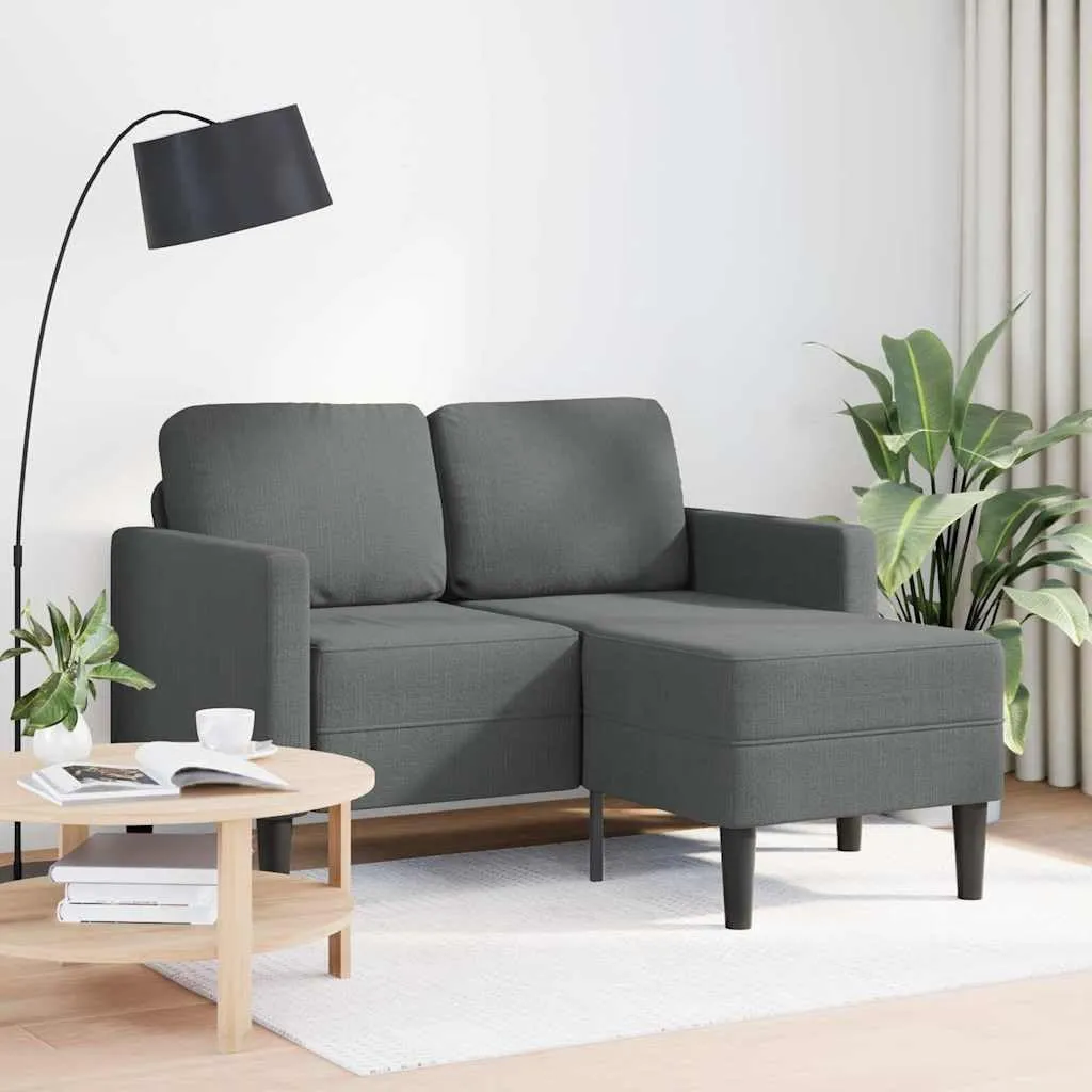 vidaXL Divano a 2 posti con chaise longue a L, grigio scuro, 125 cm - immagine 2