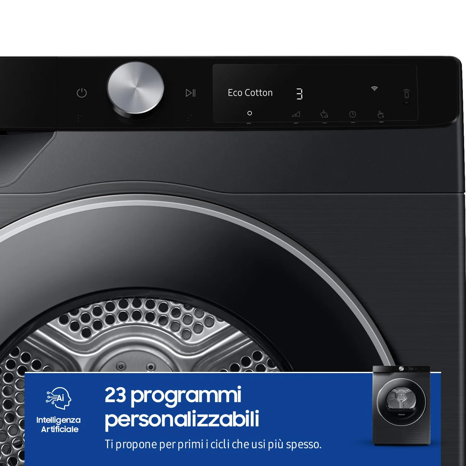 Samsung Asciugatrice AI Control DV90DG6845LB/U3, 9 kg, Pompa di Calore, Wifi, QuickDrive, AI Dry, Nero - immagine 3