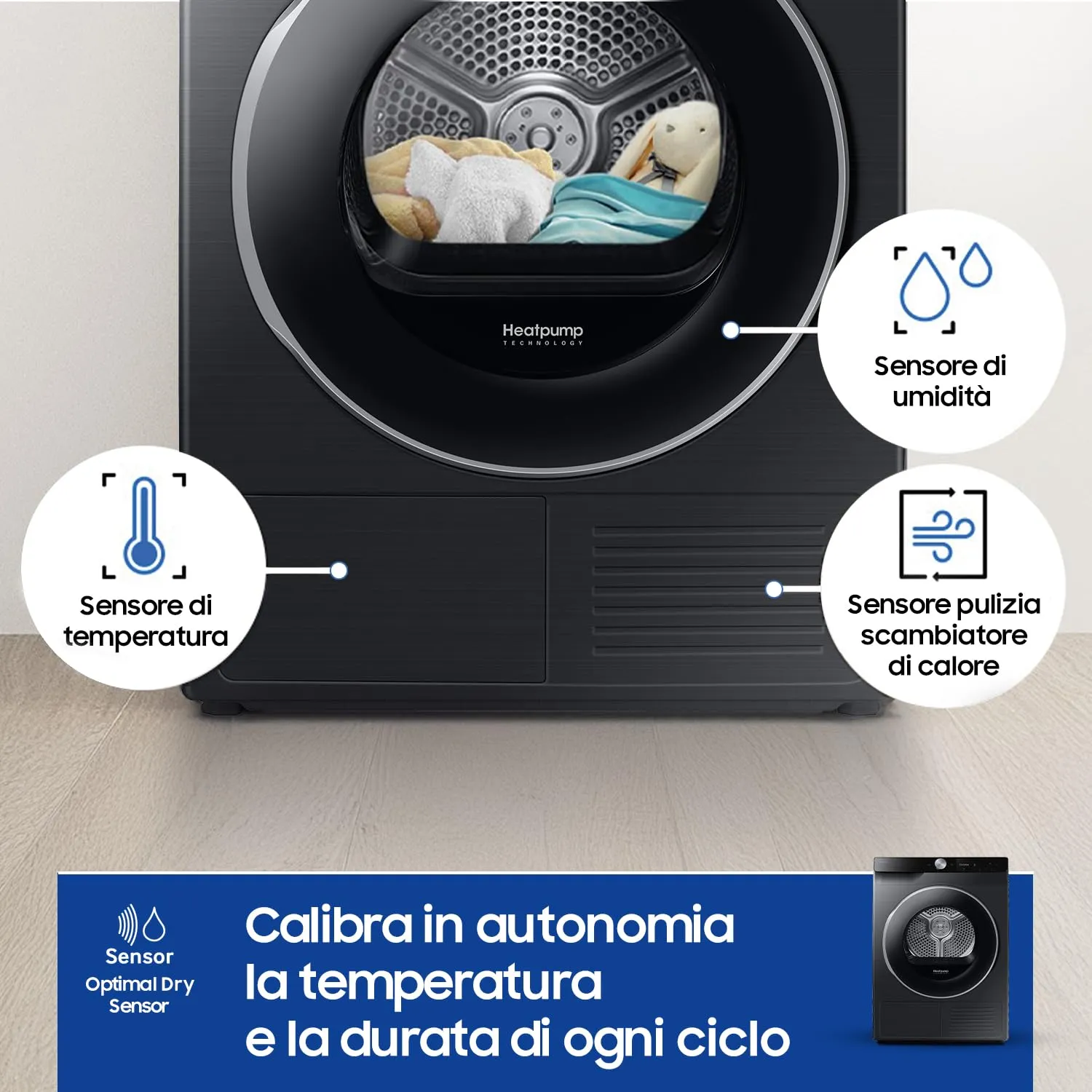 Samsung Asciugatrice AI Control DV90DG6845LB/U3, 9 kg, Pompa di Calore, Wifi, QuickDrive, AI Dry, Nero - immagine 6