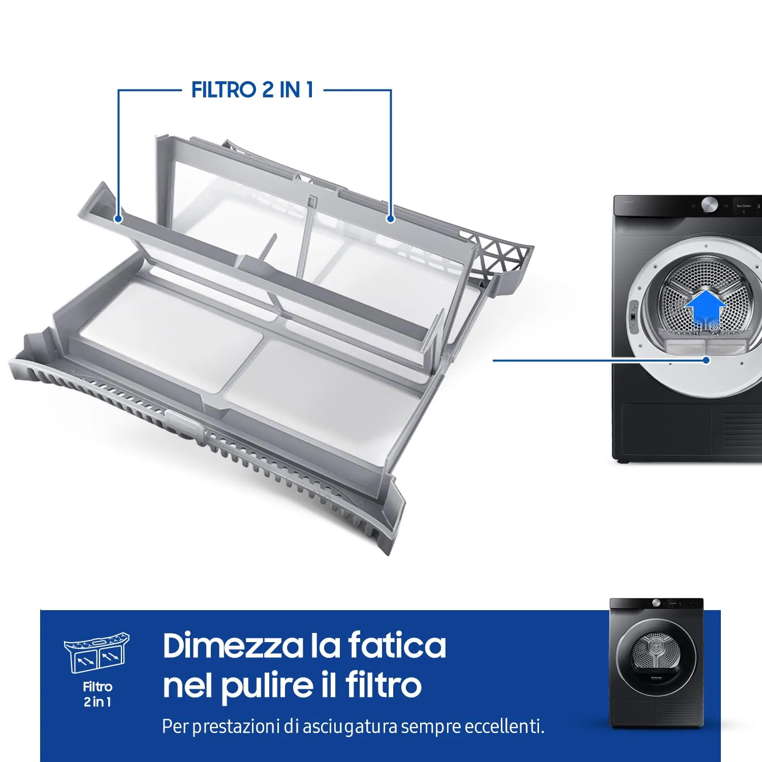 Samsung Asciugatrice AI Control DV90DG6845LB/U3, 9 kg, Pompa di Calore, Wifi, QuickDrive, AI Dry, Nero - immagine 7