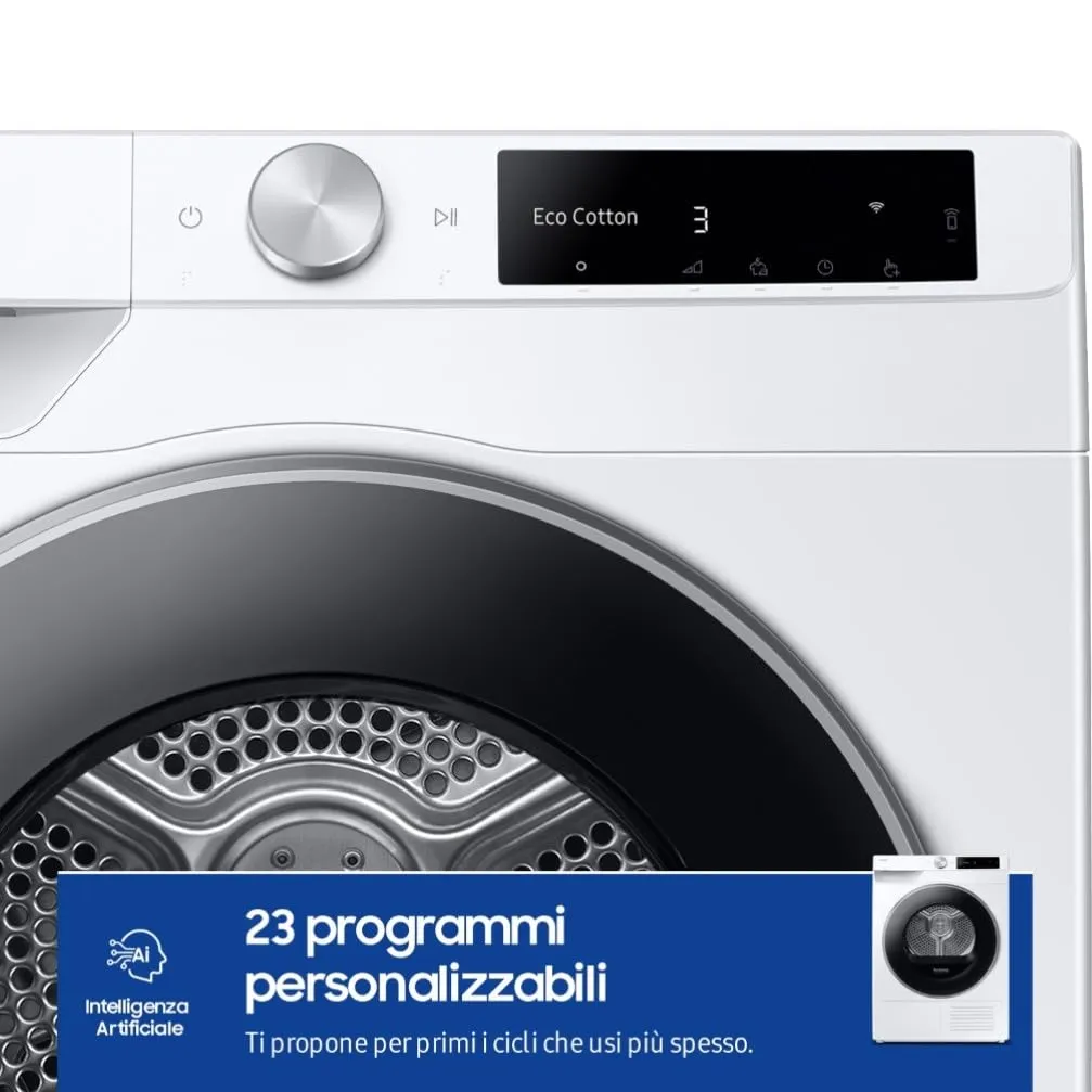 Samsung Asciugatrice AI Control DV90DG6845LE/U3, 9 kg, Pompa di Calore, Wifi, AI Dry+, Air Wash, Optimal Dry, 60x85x60 cm - immagine 3