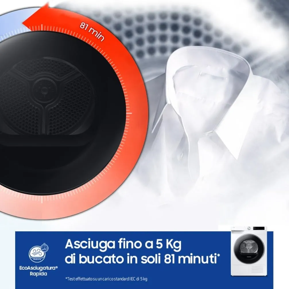 Samsung Asciugatrice AI Control DV90DG6845LE/U3, 9 kg, Pompa di Calore, Wifi, AI Dry+, Air Wash, Optimal Dry, 60x85x60 cm - immagine 4