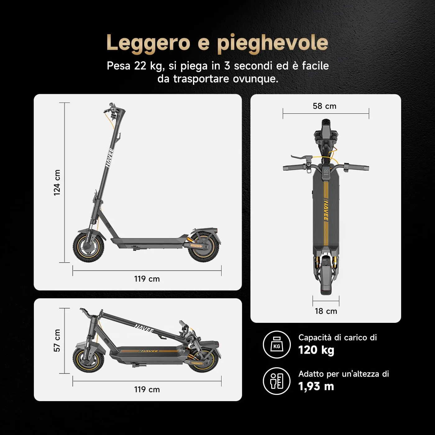 NAVEE Monopattino Elettrico Adulto GT3 - immagine 9