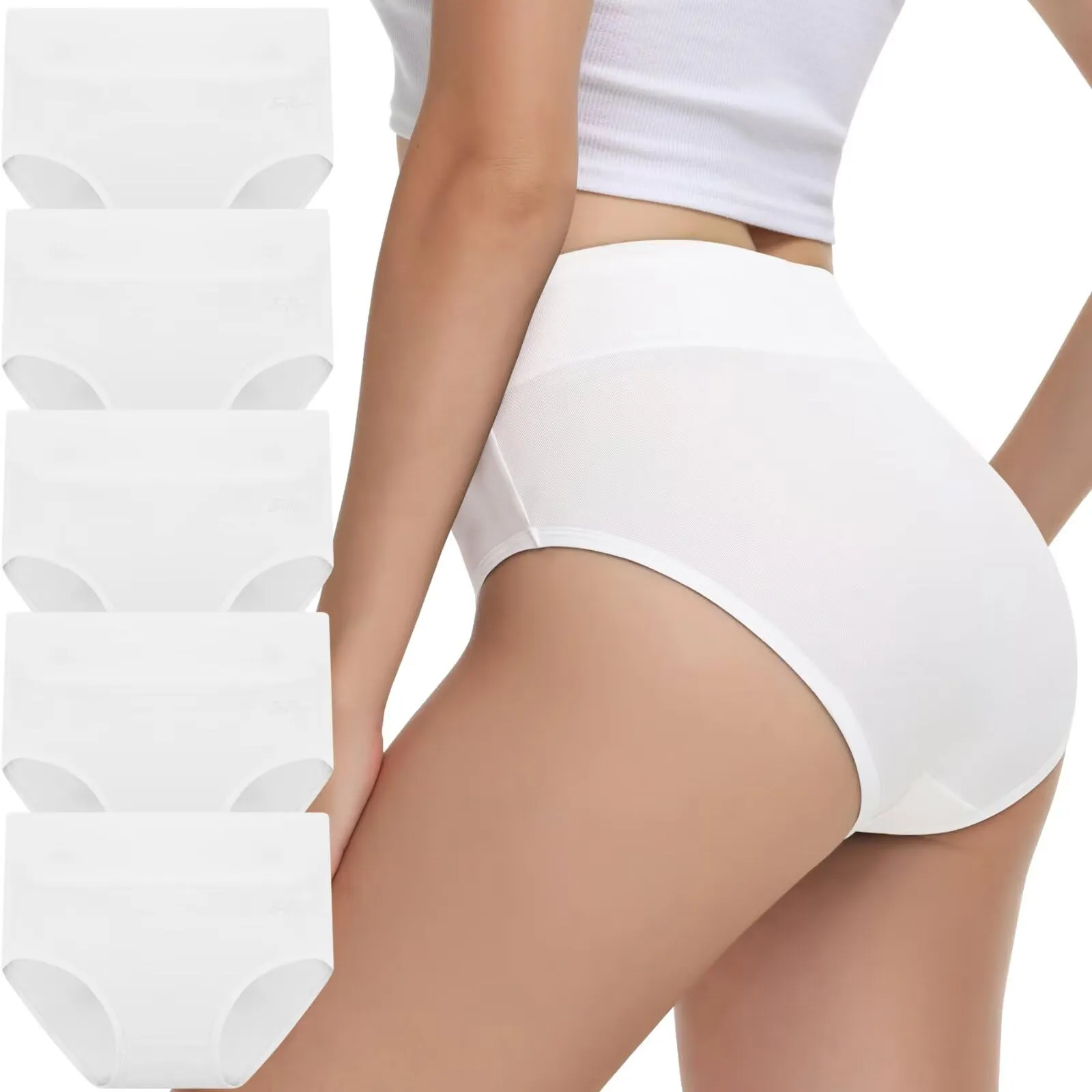 IceReco Mutande Donna Cotone Vita Alta Slip Contenitivo Bianco XL - immagine 1