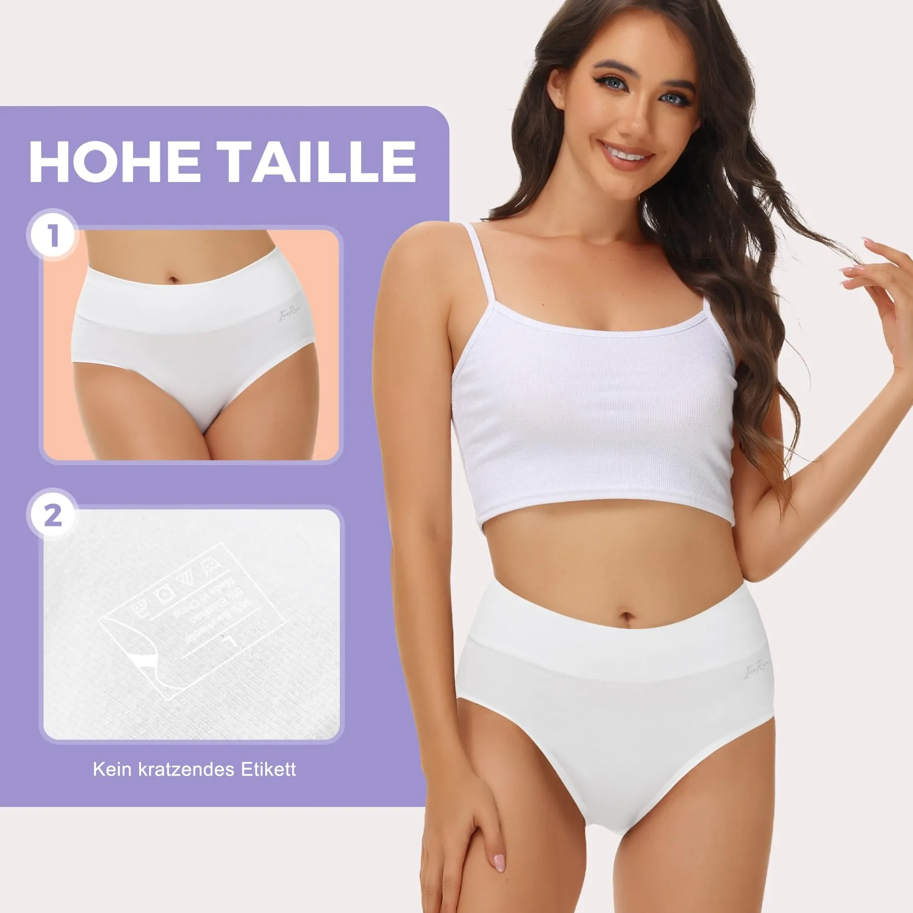 IceReco Mutande Donna Cotone Vita Alta Slip Contenitivo Bianco XL - immagine 4