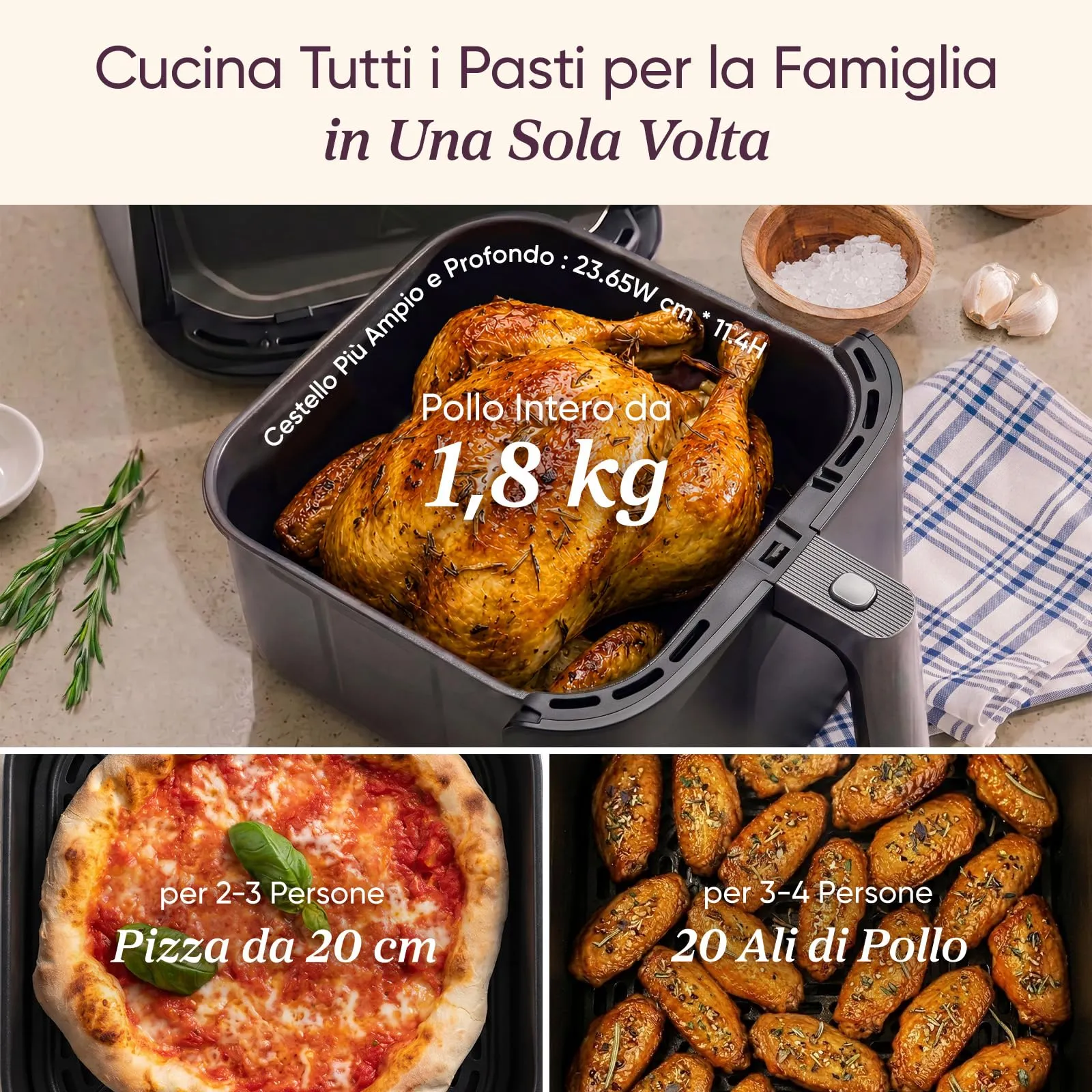 Cosori Turbo Blaze Friggitrice ad Aria 6 Litri, Motore DC, 9 Funzioni, 1725W, CAF-DC601-KEU - immagine 5