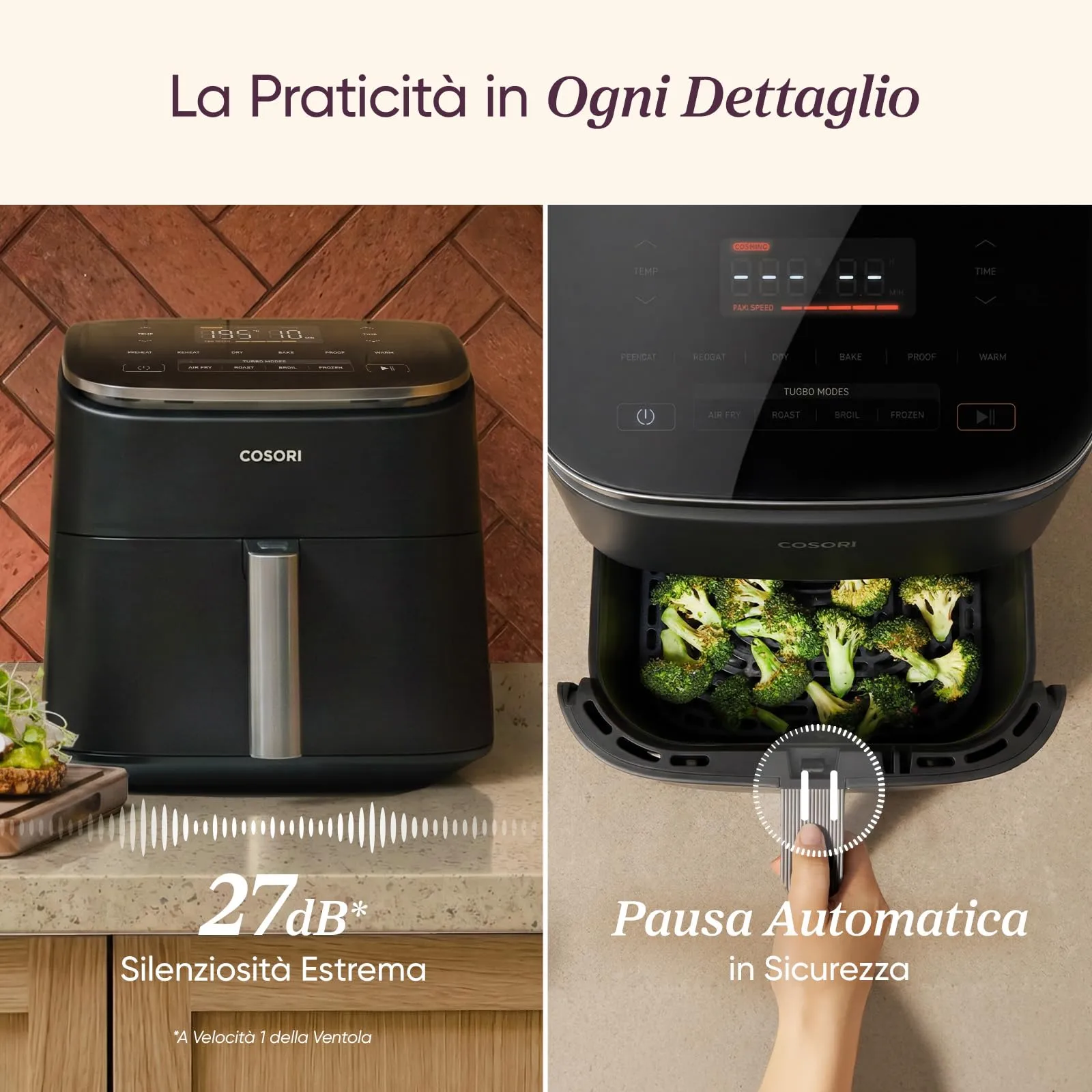 Cosori Turbo Blaze Friggitrice ad Aria 6 Litri, Motore DC, 9 Funzioni, 1725W, CAF-DC601-KEU - immagine 7