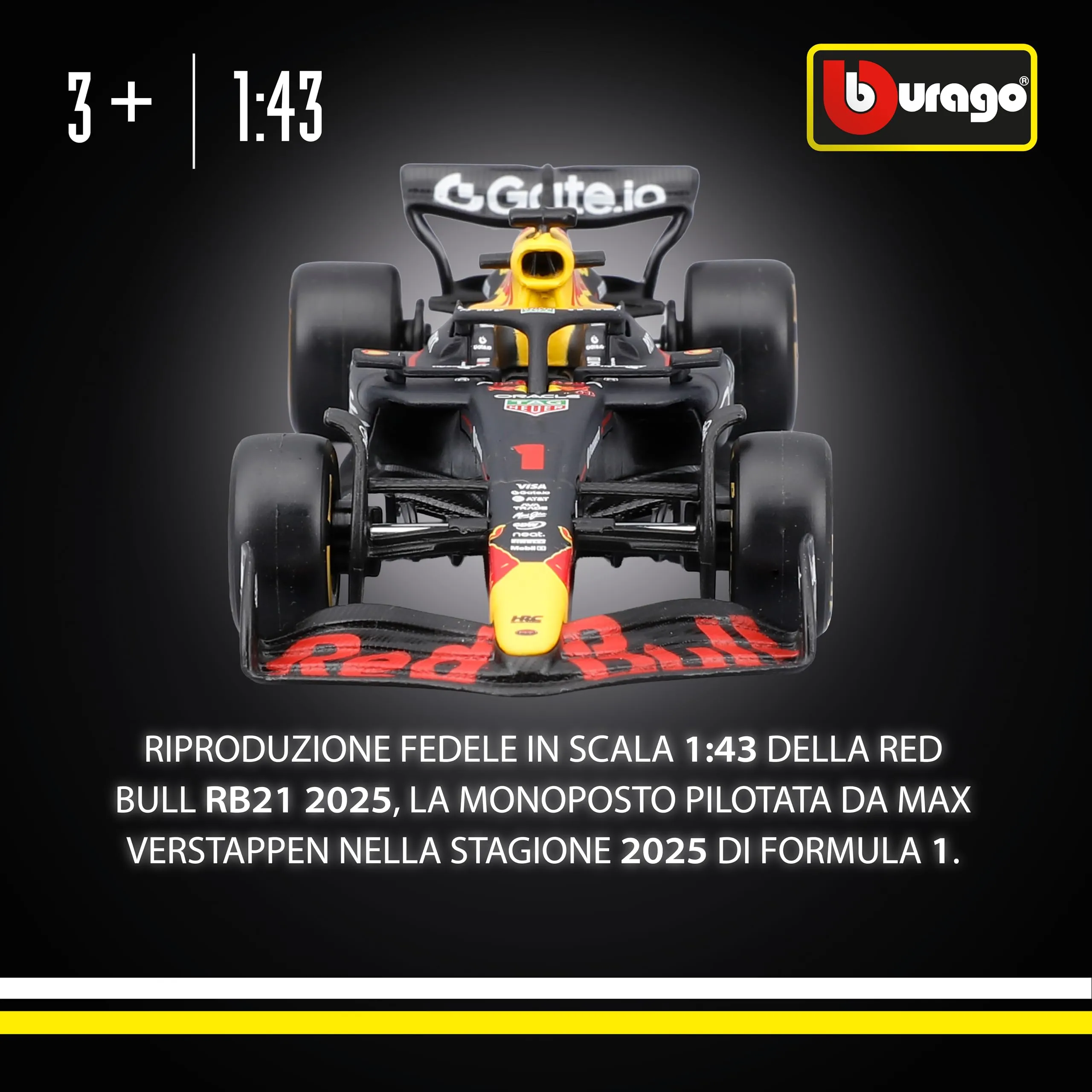 Bburago Red Bull Racing RB21 2025 Max Verstappen 1:43 Diecast Model Car - immagine 2