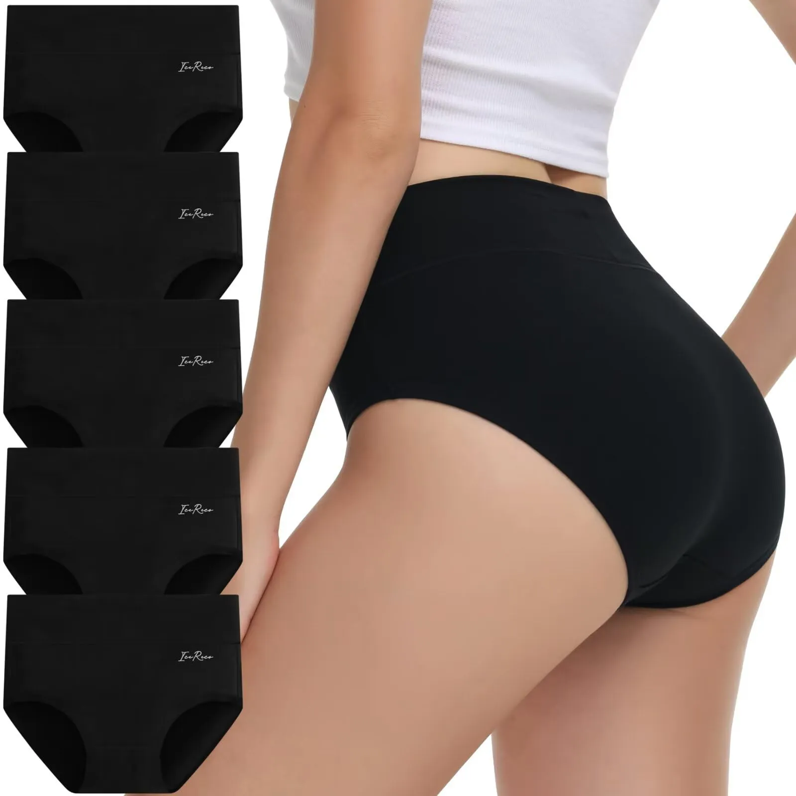 IceReco Slip Cotone Vita Alta Donna, Nero, L - immagine 1