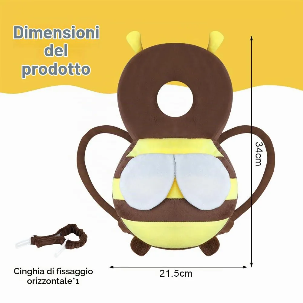 Vicloon Protezione Testa e Ginocchiere per Neonato, Cuscino di Sicurezza Regolabile per Bambini, Ape Marrone Scuro - immagine 2