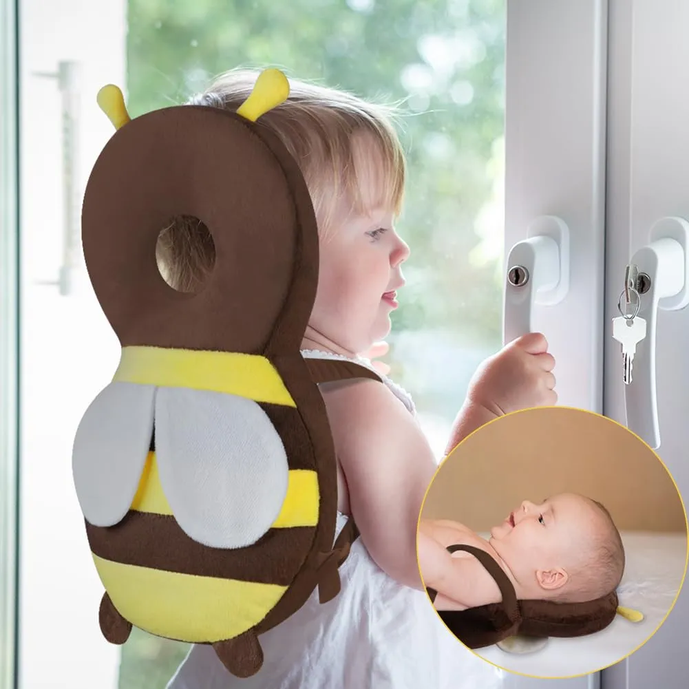 Vicloon Protezione Testa e Ginocchiere per Neonato, Cuscino di Sicurezza Regolabile per Bambini, Ape Marrone Scuro - immagine 4