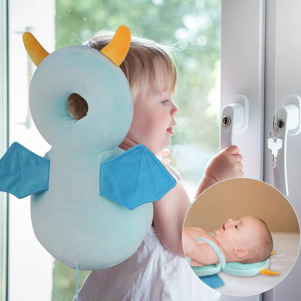 Vicloon Protezione Testa e Ginocchia per Neonato, Cuscino di Sicurezza Regolabile per Gattonare e Camminare, Mostro Blu - immagine 4