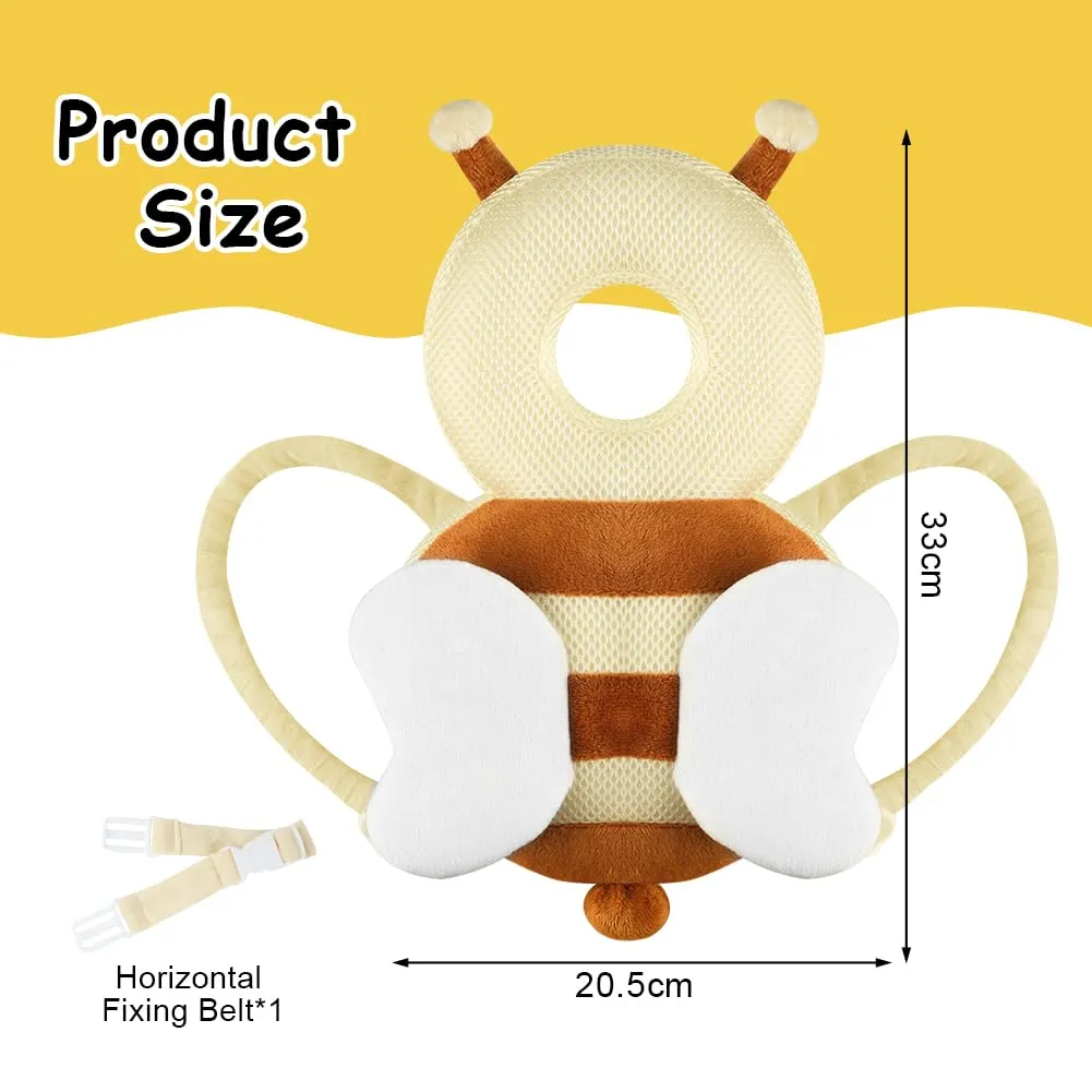 Vicloon Protezione Testa per Neonato e Bambini, Cuscino di Sicurezza Regolabile per Gattonare e Camminare, Ape Beige - immagine 2
