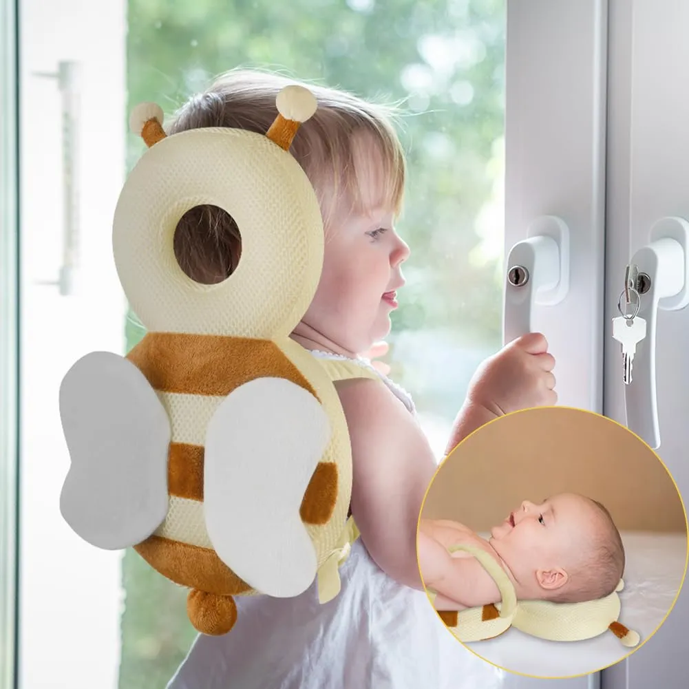 Vicloon Protezione Testa per Neonato e Bambini, Cuscino di Sicurezza Regolabile per Gattonare e Camminare, Ape Beige - immagine 4