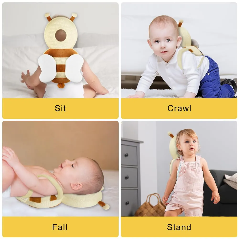 Vicloon Protezione Testa per Neonato e Bambini, Cuscino di Sicurezza Regolabile per Gattonare e Camminare, Ape Beige - immagine 6