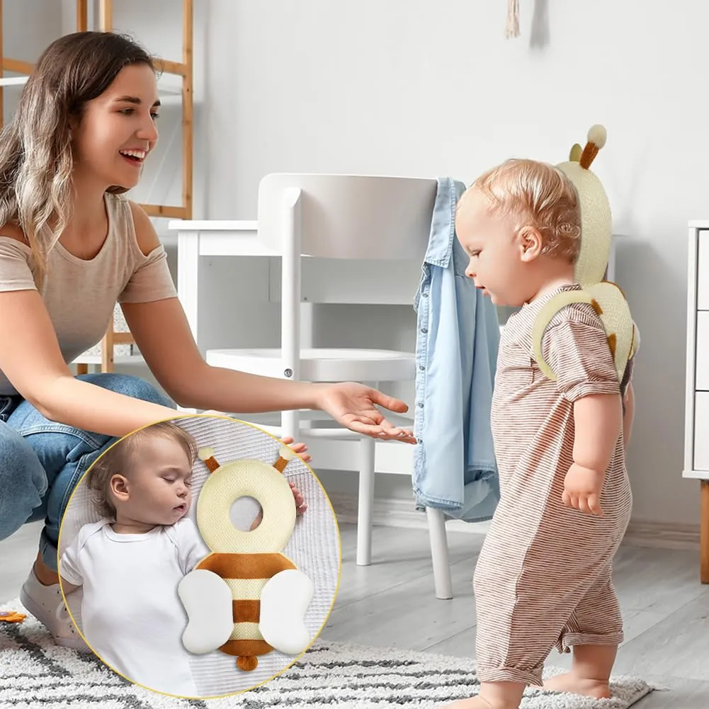 Vicloon Protezione Testa per Neonato e Bambini, Cuscino di Sicurezza Regolabile per Gattonare e Camminare, Ape Beige - immagine 7