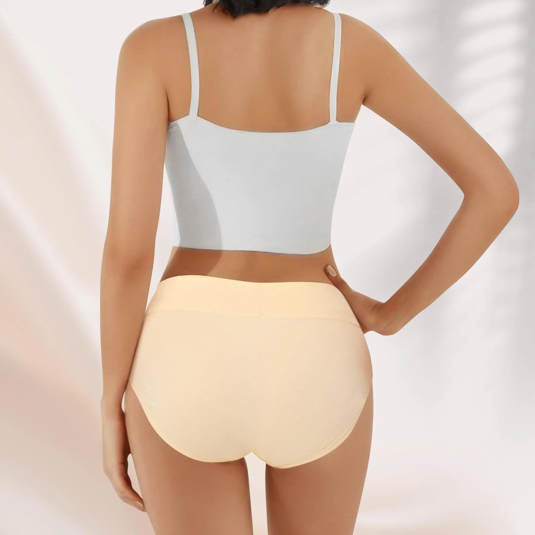 IceReco Mutandine Donna in Cotone Vita Alta Pancia Piatta, Beige - immagine 2