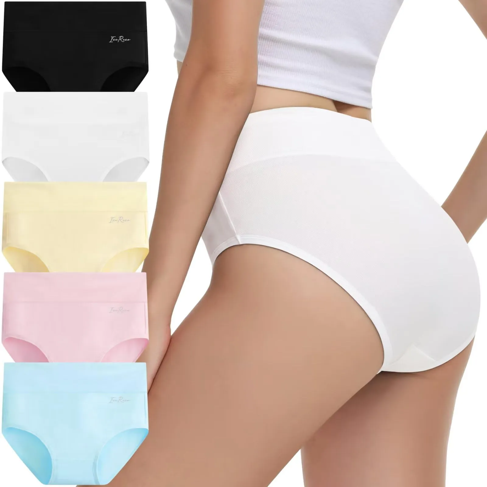 IceReco Mutandine Donna in Cotone a Vita Alta Pancia Piatta, 5 Pezzi, Multicolore-2, 3XL - immagine 1
