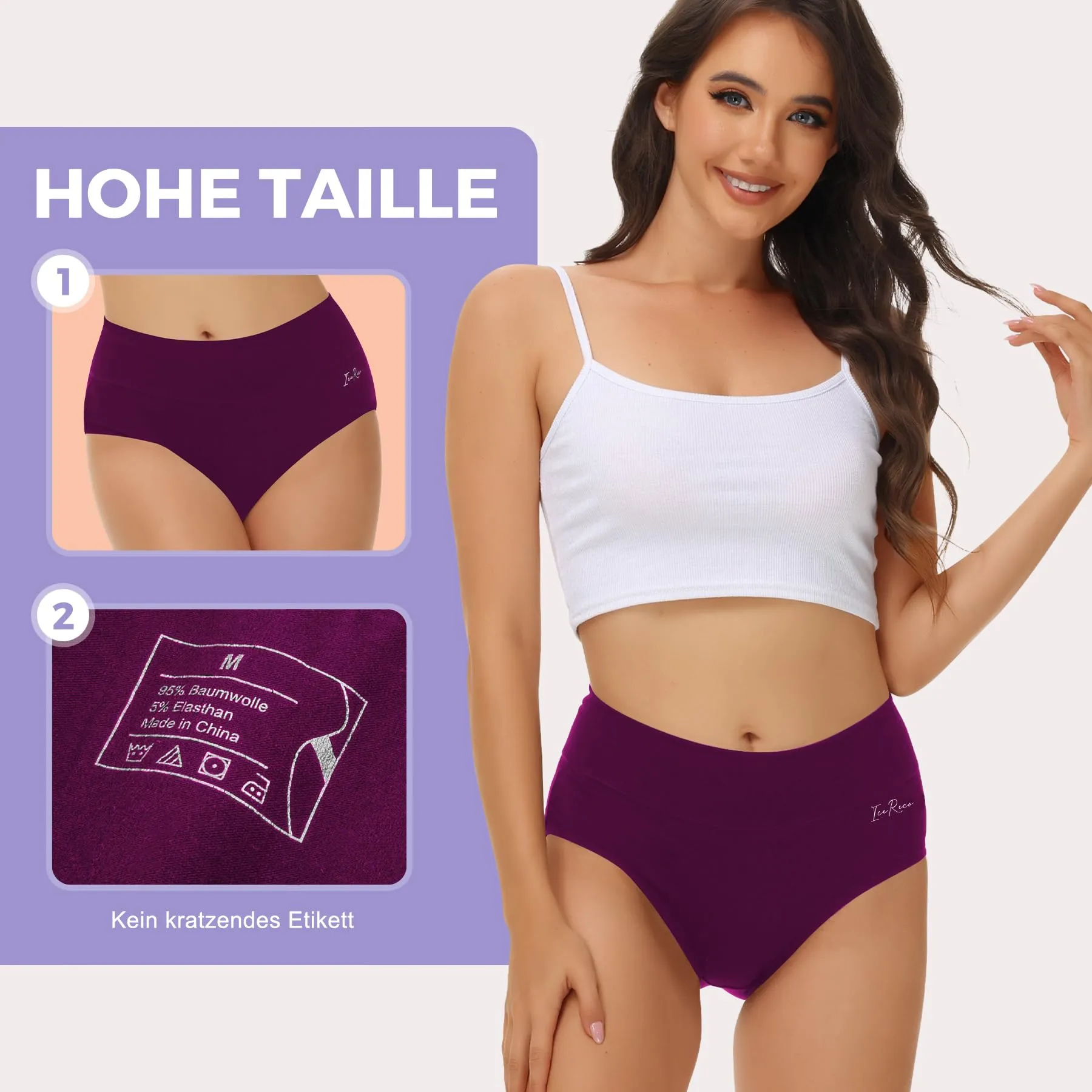 IceReco Mutande Donna Cotone Vita Alta Slip Contenitivo Post Parto XXL - immagine 4