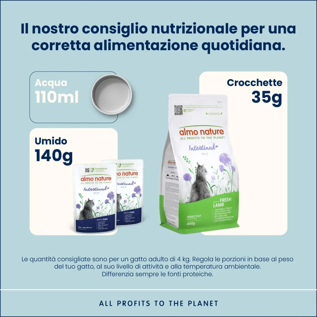 Almo Nature Functional Intestinal Help Alimento Umido per Gatti Adulti con Pesce e Pollame, 70g (Confezione da 6) - immagine 3