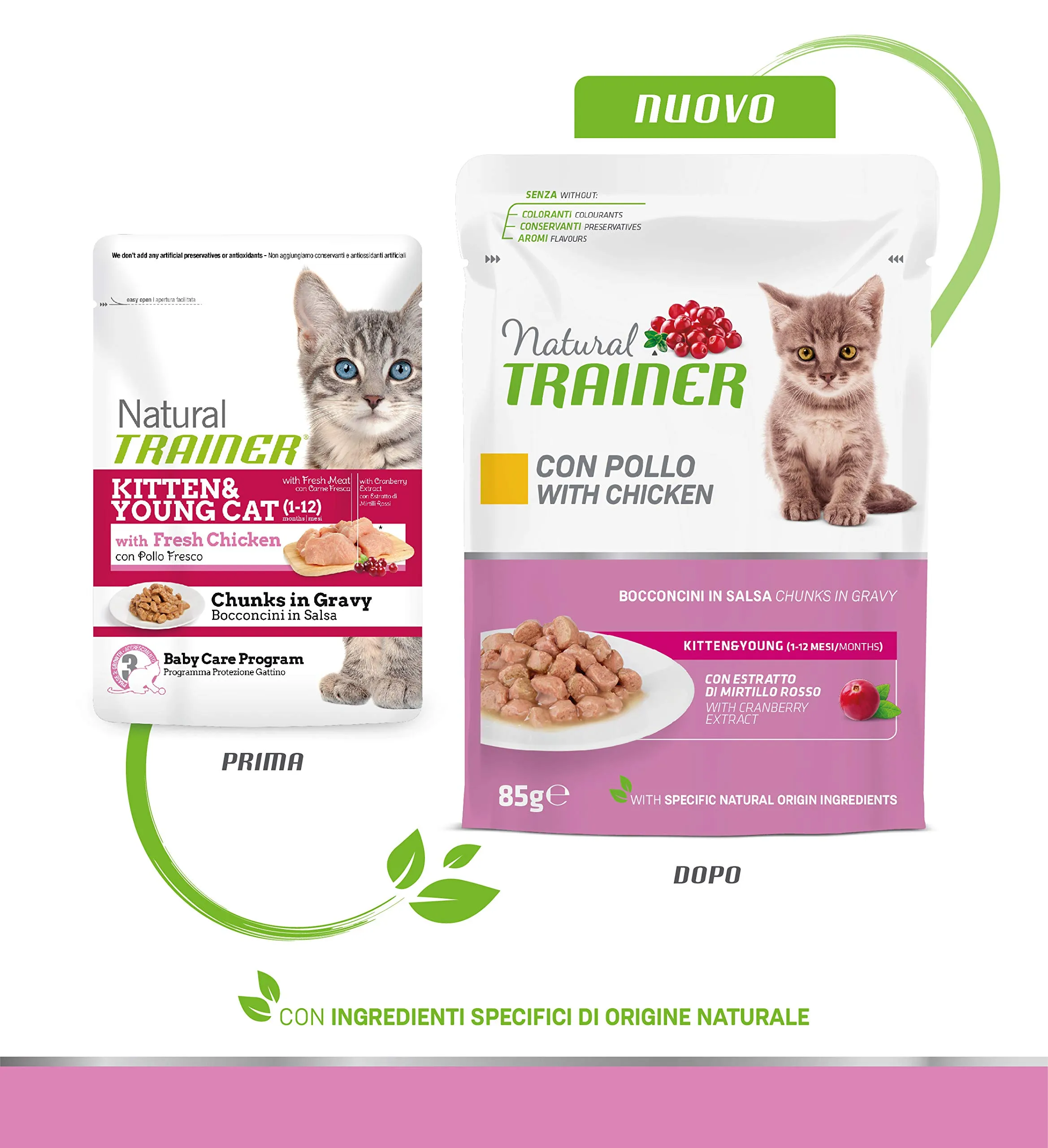 Trainer Natural Kitten & Young Cibo Umido per Gatti con Pollo, 12 x 85 g - immagine 3