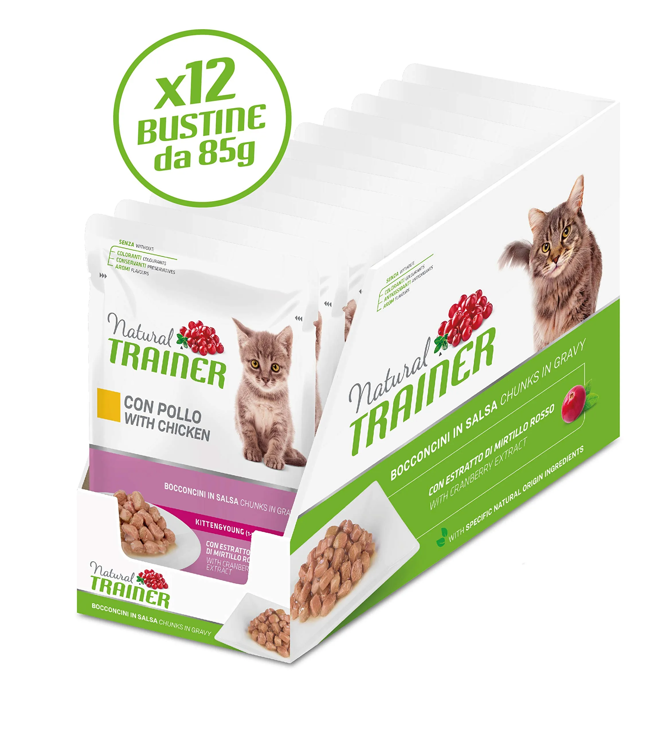 Trainer Natural Kitten & Young Cibo Umido per Gatti con Pollo, 12 x 85 g - immagine 5