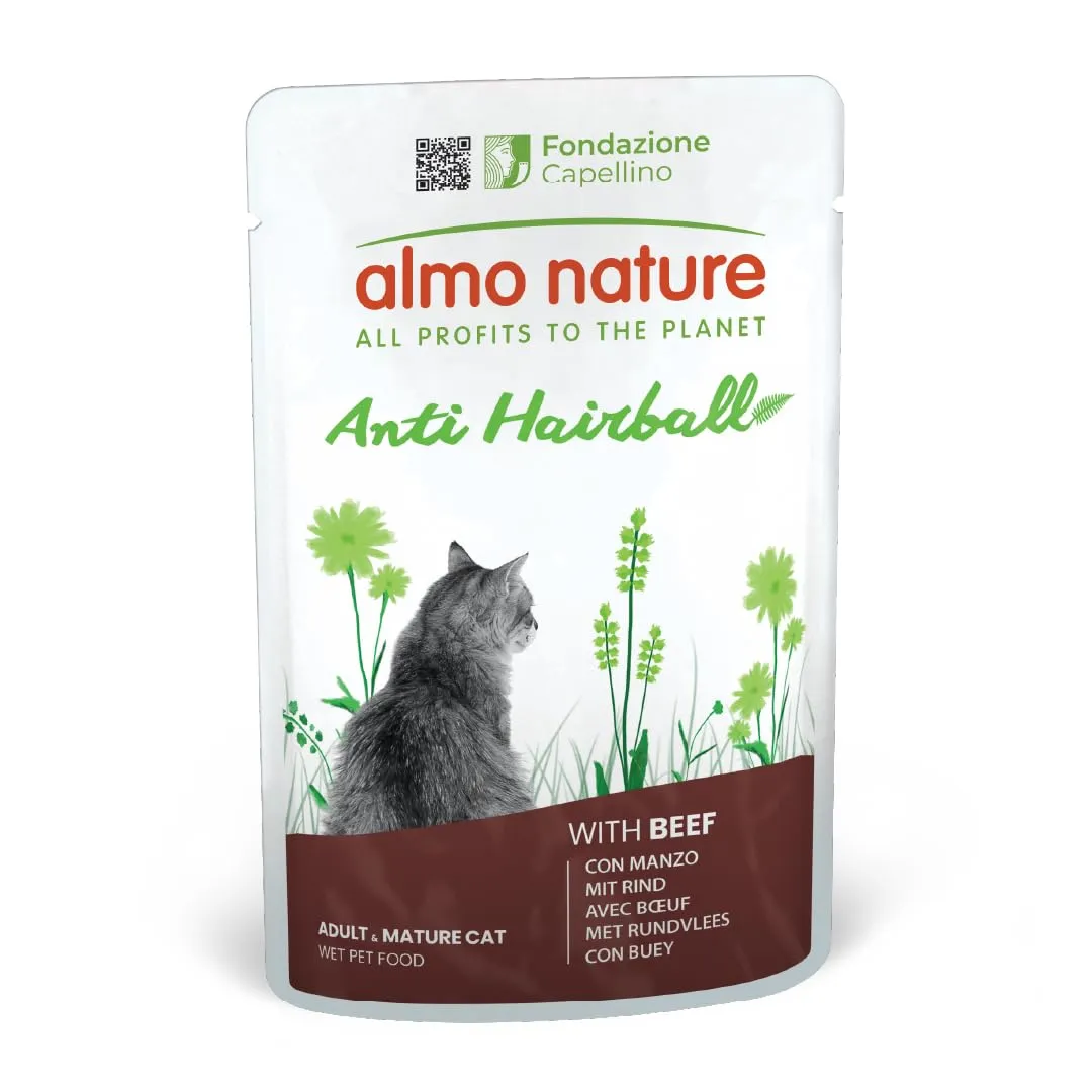 Almo Nature Functional Anti Hairball Alimento Umido per Gatti Adulti e Maturi con Manzo e Pollo, 70g (Confezione da 6) - immagine 5