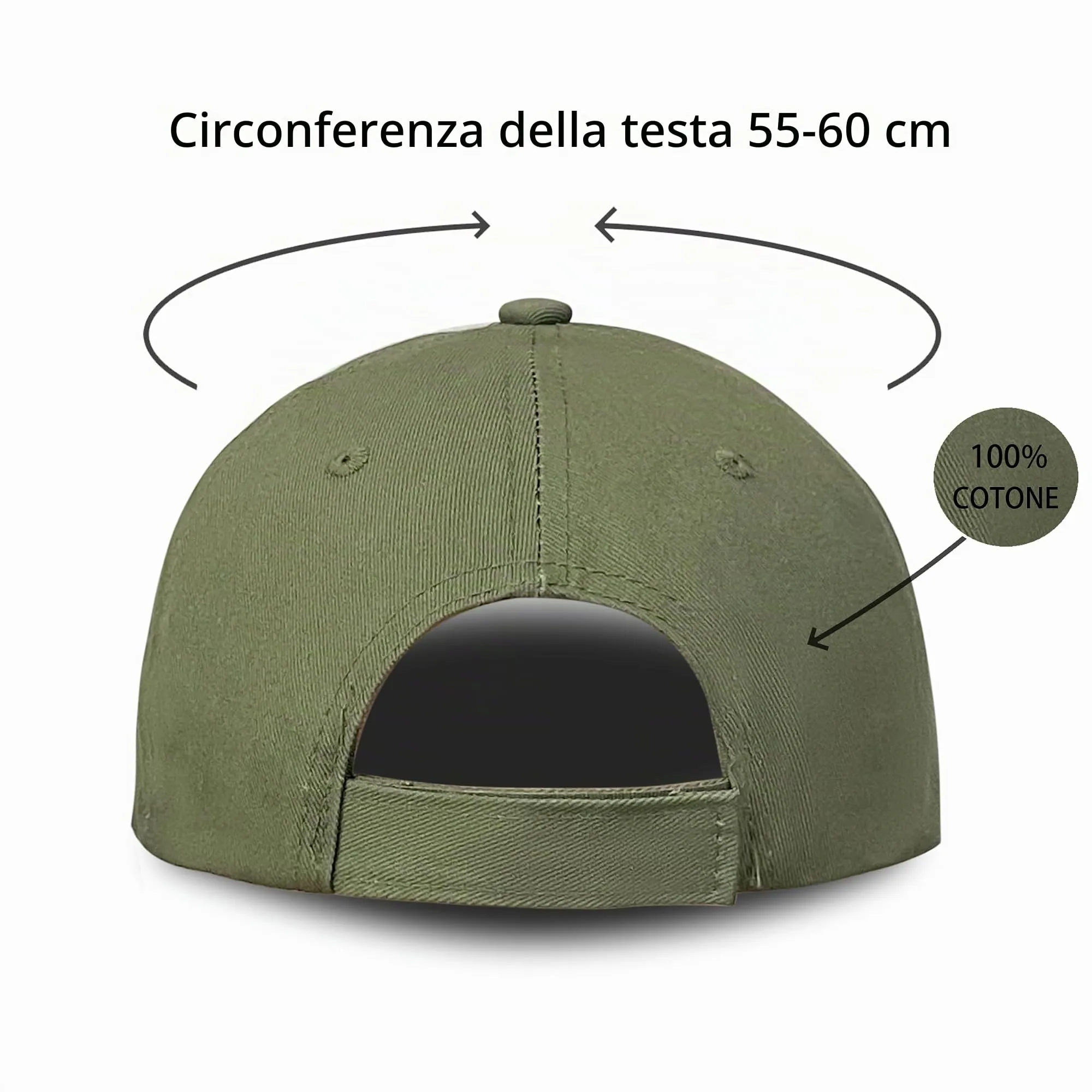 Bella Accessori Cappellino Baseball Regolabile Unisex in Cotone, Verde - immagine 5