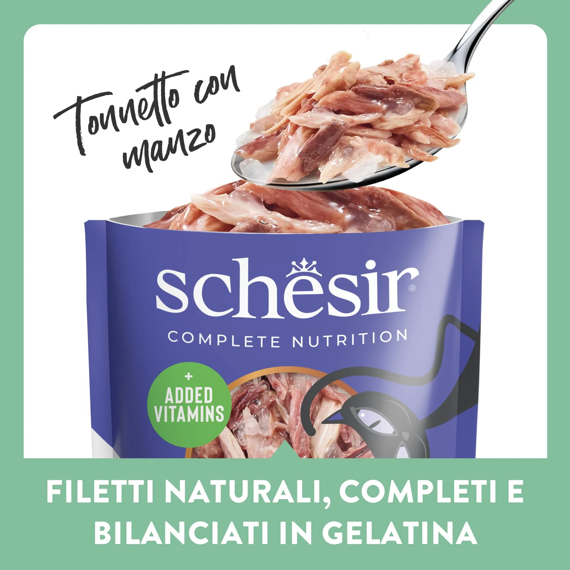 Schesir Tonnetto con Manzo in Gelatina, Cibo Umido Completo per Gatti, 12 buste da 85g - immagine 2