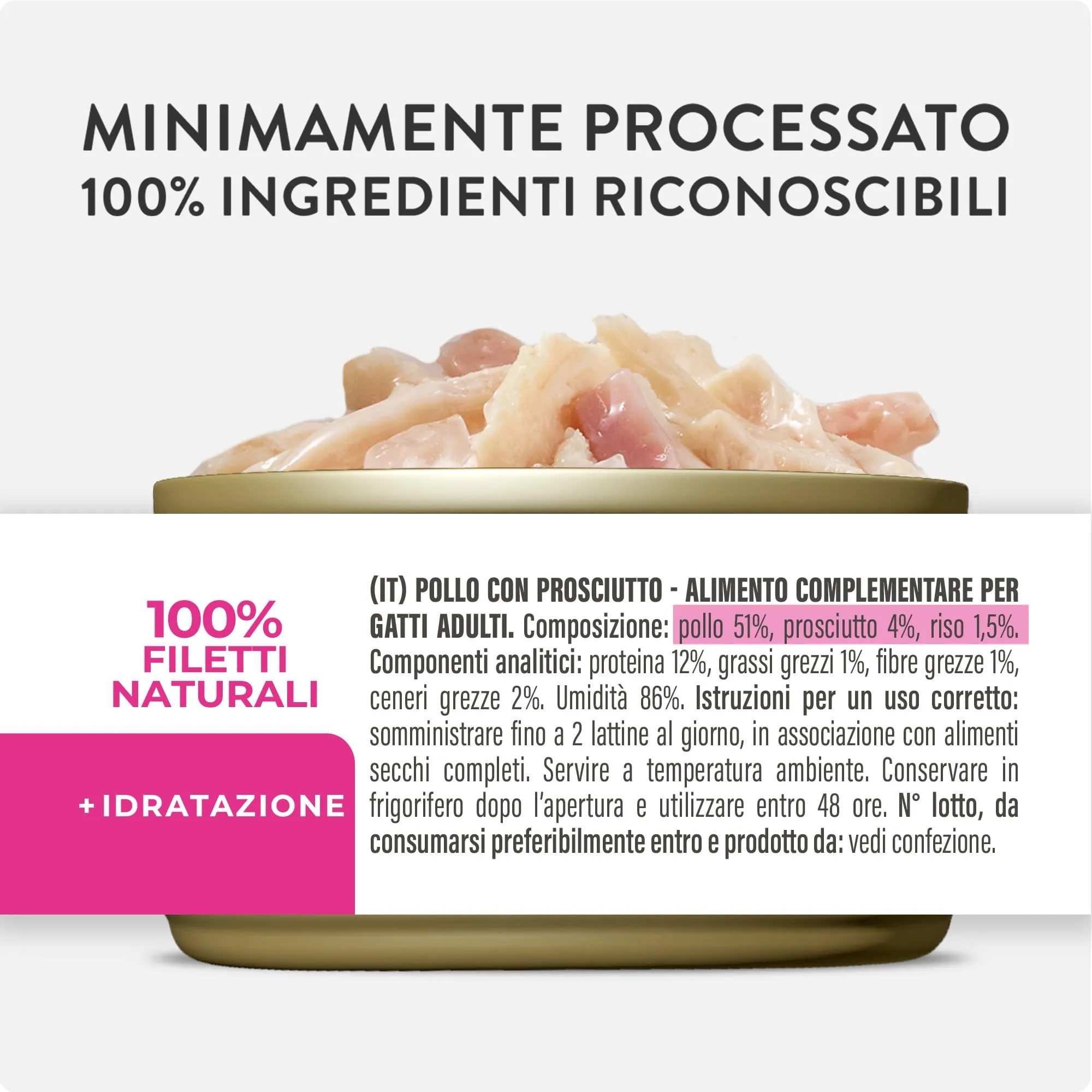 Schesir Filetti di Pollo con Prosciutto in Gelatina, Cibo Umido Complementare per Gatti, 12 x 70g - immagine 4