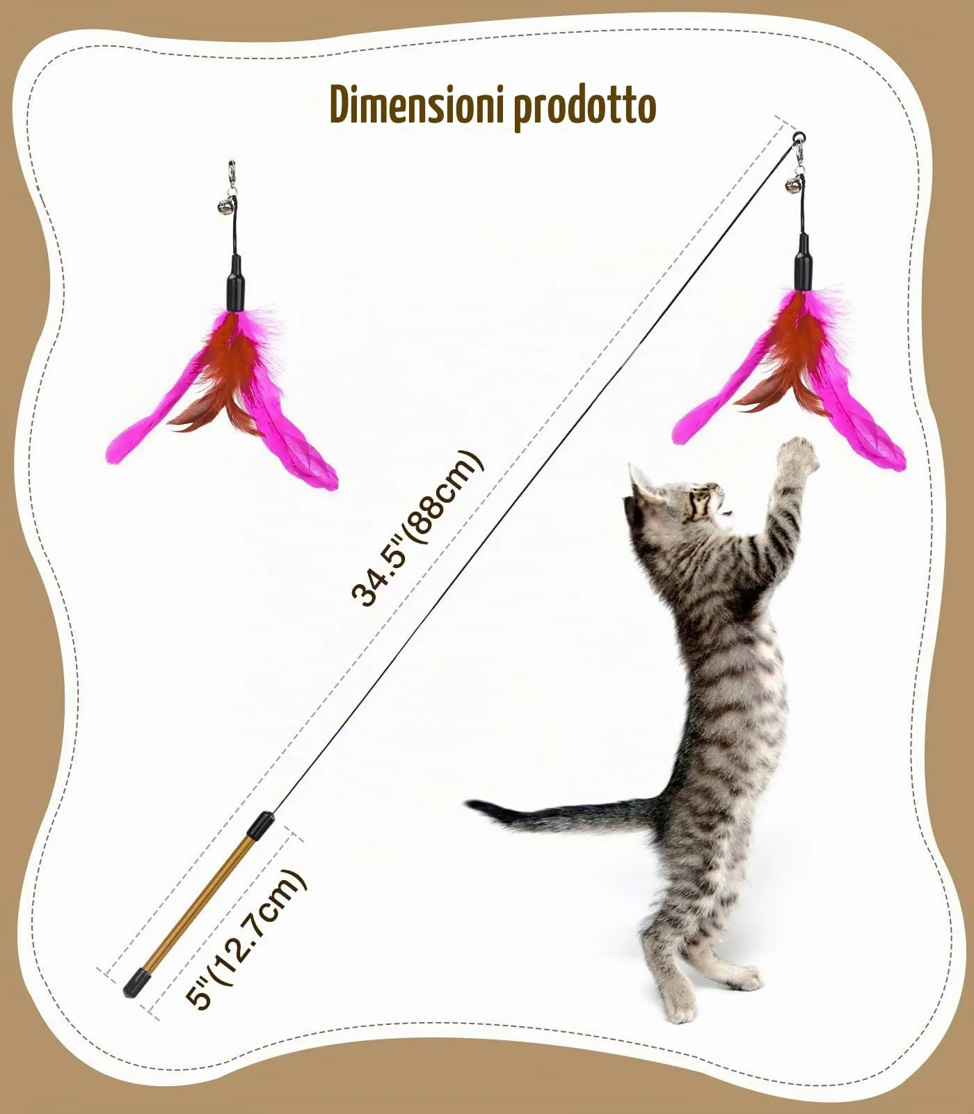Pawaboo Bacchetta gioco con piume per gatti, confezione da 2 - immagine 7