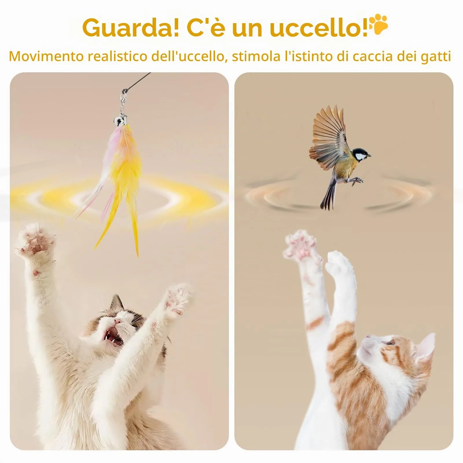 Pawaboo Bacchetta Gioco con Piume per Gatti, 88 cm, Confezione da 2 - immagine 4