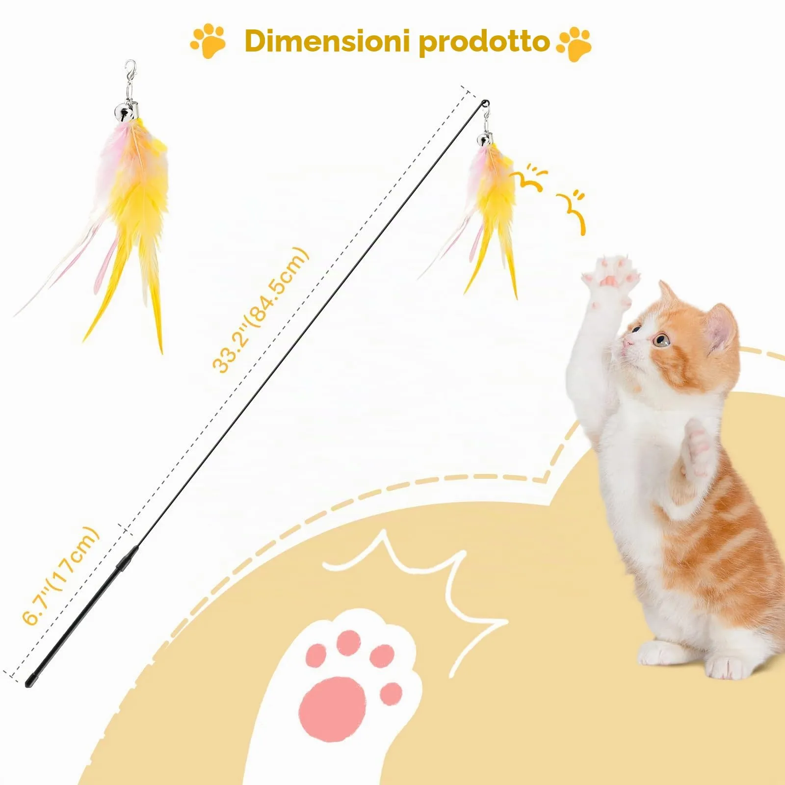 Pawaboo Bacchetta Gioco con Piume per Gatti, 88 cm, Confezione da 2 - immagine 7