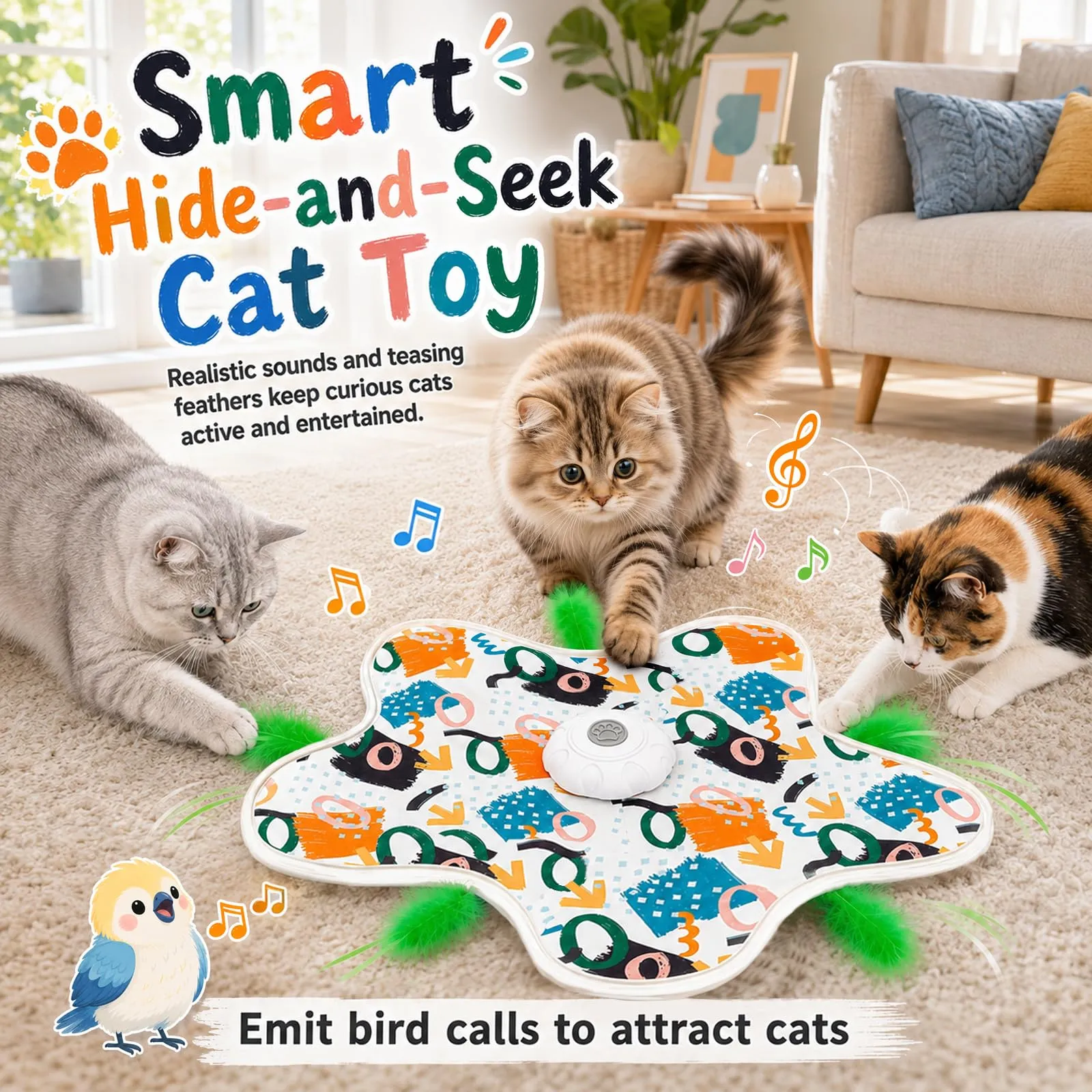 soodyoow Giocattolo Interattivo per Gatti, USB Ricaricabile, Graffiti - immagine 3