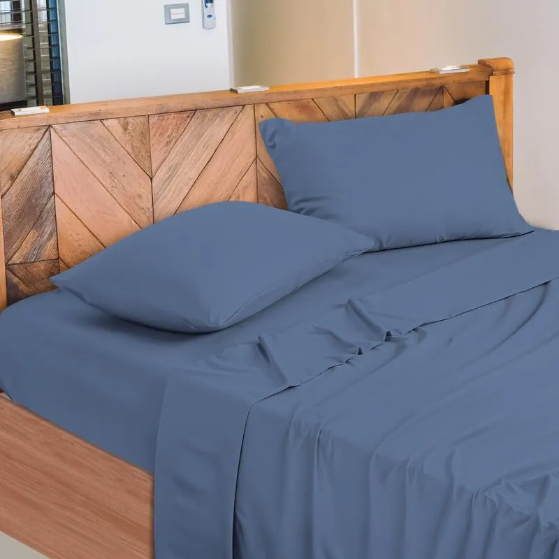 Narciso Lenzuola Matrimoniali 100% Cotone Made in Italy, Completo Letto con Lenzuolo Sotto 180x200, Lenzuolo Sopra 240x290 e 2 Federe 50x80cm (Celeste Polvere) - immagine 1