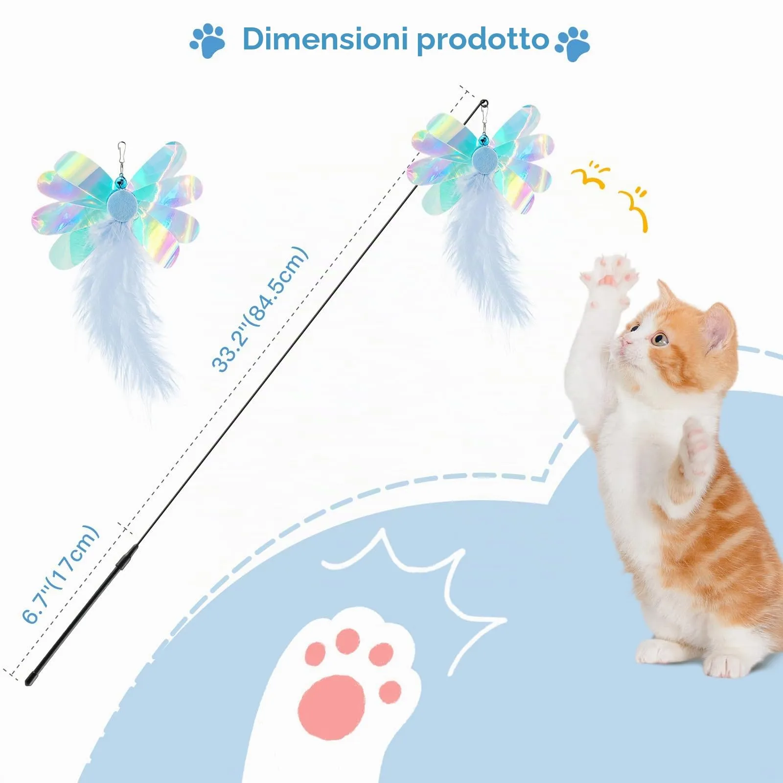 Pawaboo Bacchetta gioco con piume per gatti, confezione da 2 - immagine 7