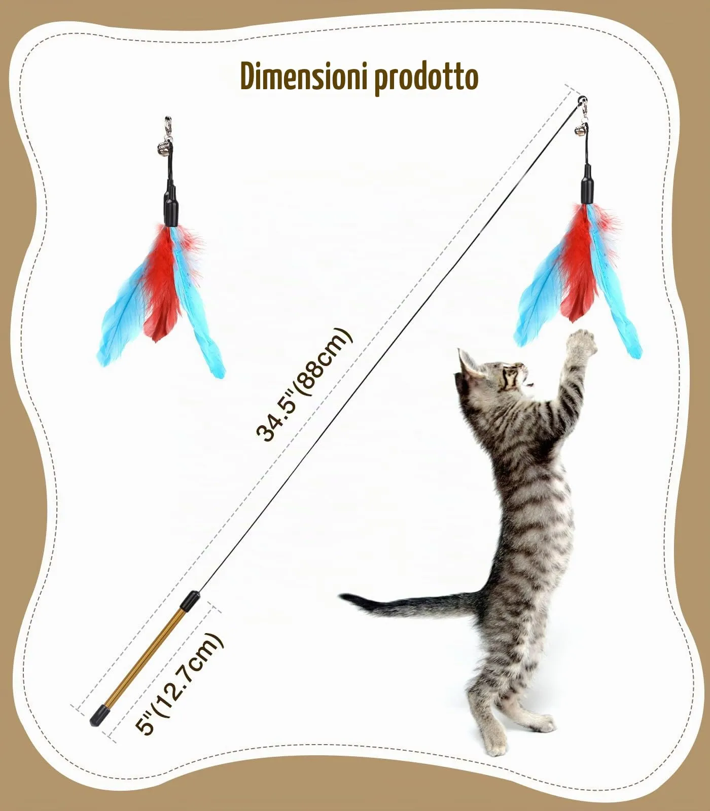Pawaboo Bacchetta gioco con piume per gatti, 2 pezzi, 88 cm - immagine 7