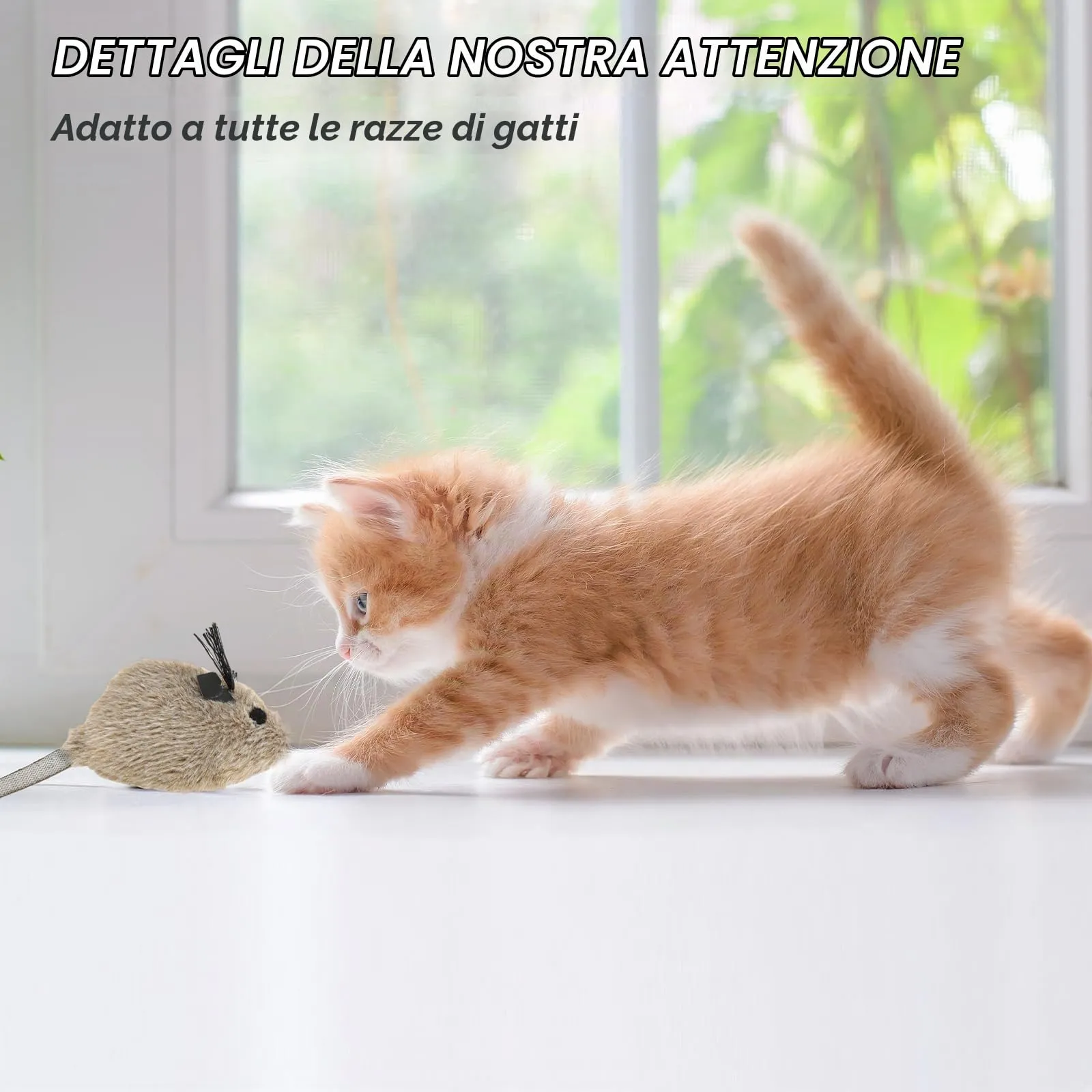 Romon Giochi per Gatti, Set 7 Pezzi Nero, Gioco Interattivo con Ventosa, Aste di Bambù e Accessori Piumati - immagine 7