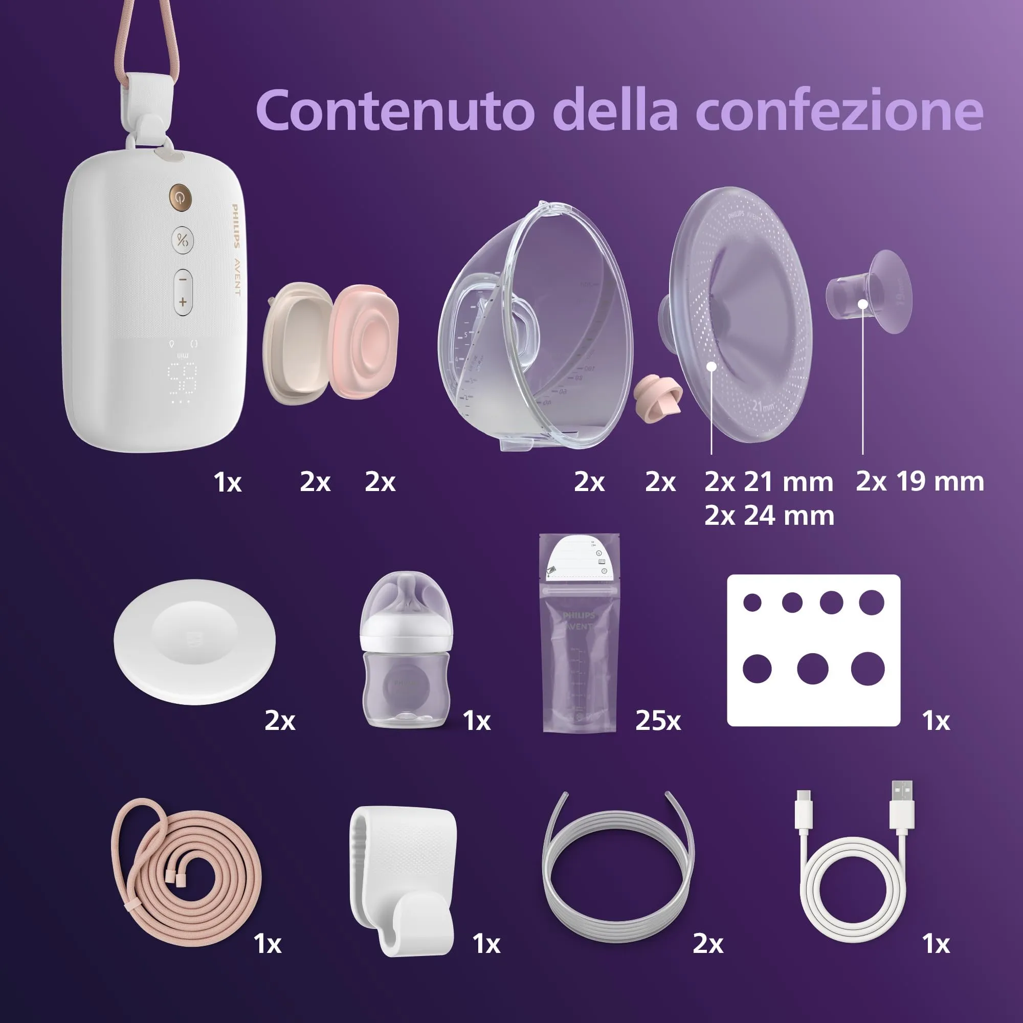 Philips Avent Tiralatte Elettrico Doppio a Mani Libere SCF547/11 - immagine 7