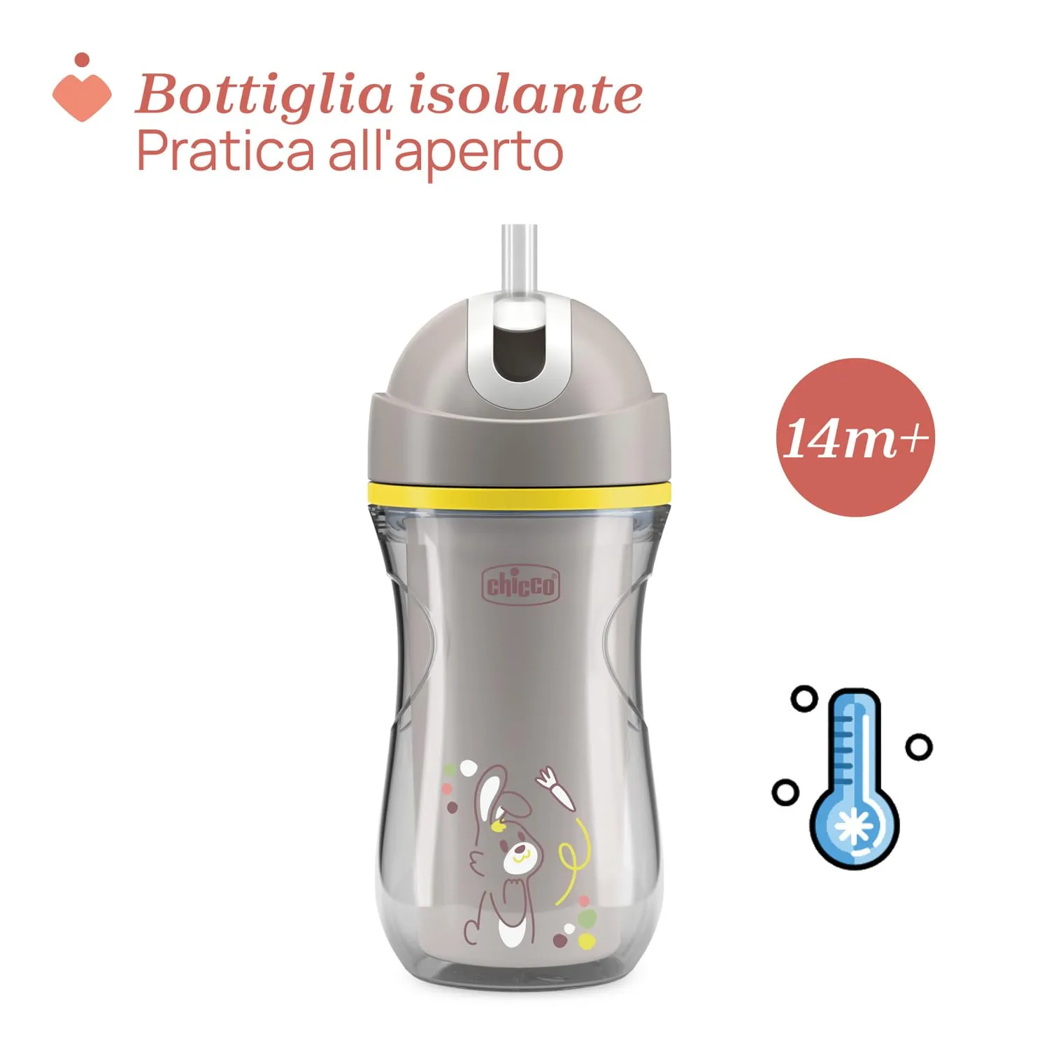 Chicco Sport Cup Bicchiere Antigoccia in Silicone per Bambini 14+ Mesi, 266 ml, Grigio - immagine 3