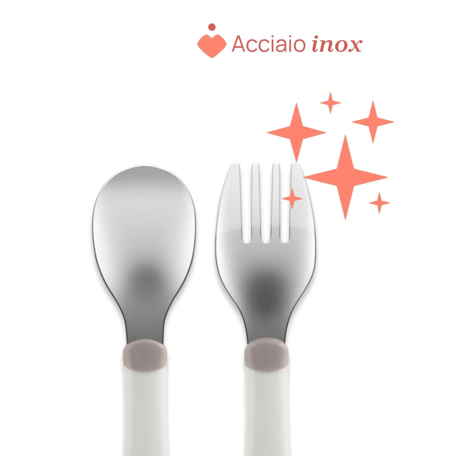 Chicco Posatine Inox Set Pappa Forchetta e Cucchiaio in Acciaio Inossidabile, 2 Pezzi, 18M+, Grigio - immagine 5