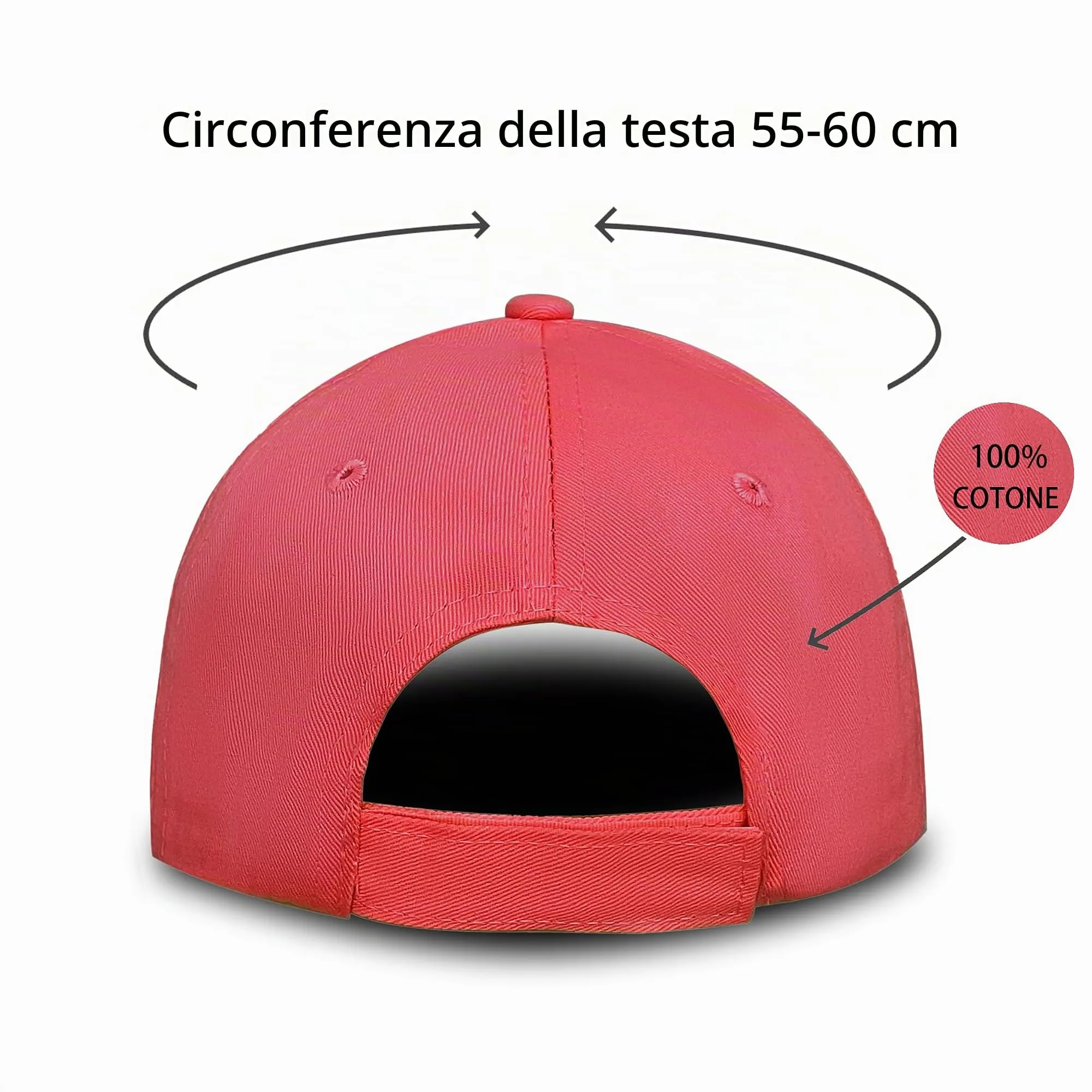 Bella Accessori Cappellino Baseball Regolabile in Cotone Unisex Rosso Anguria - immagine 5