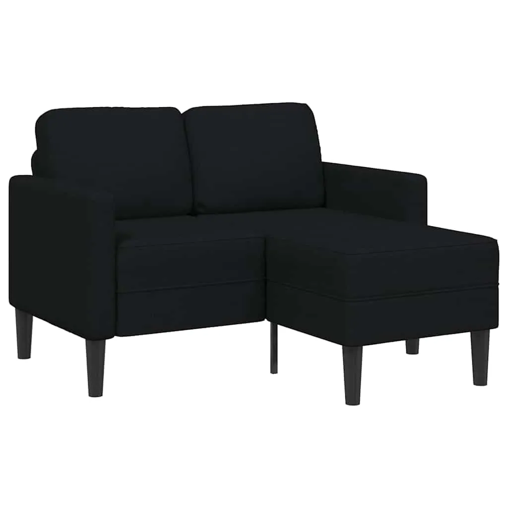 vidaXL Divano 2 Posti con Chaise Longue a L, Tessuto, Nero, 125 cm - immagine 1