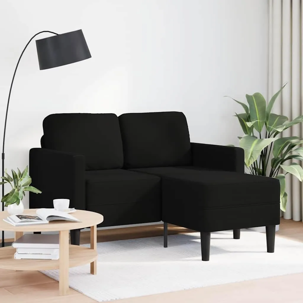 vidaXL Divano 2 Posti con Chaise Longue a L, Tessuto, Nero, 125 cm - immagine 2